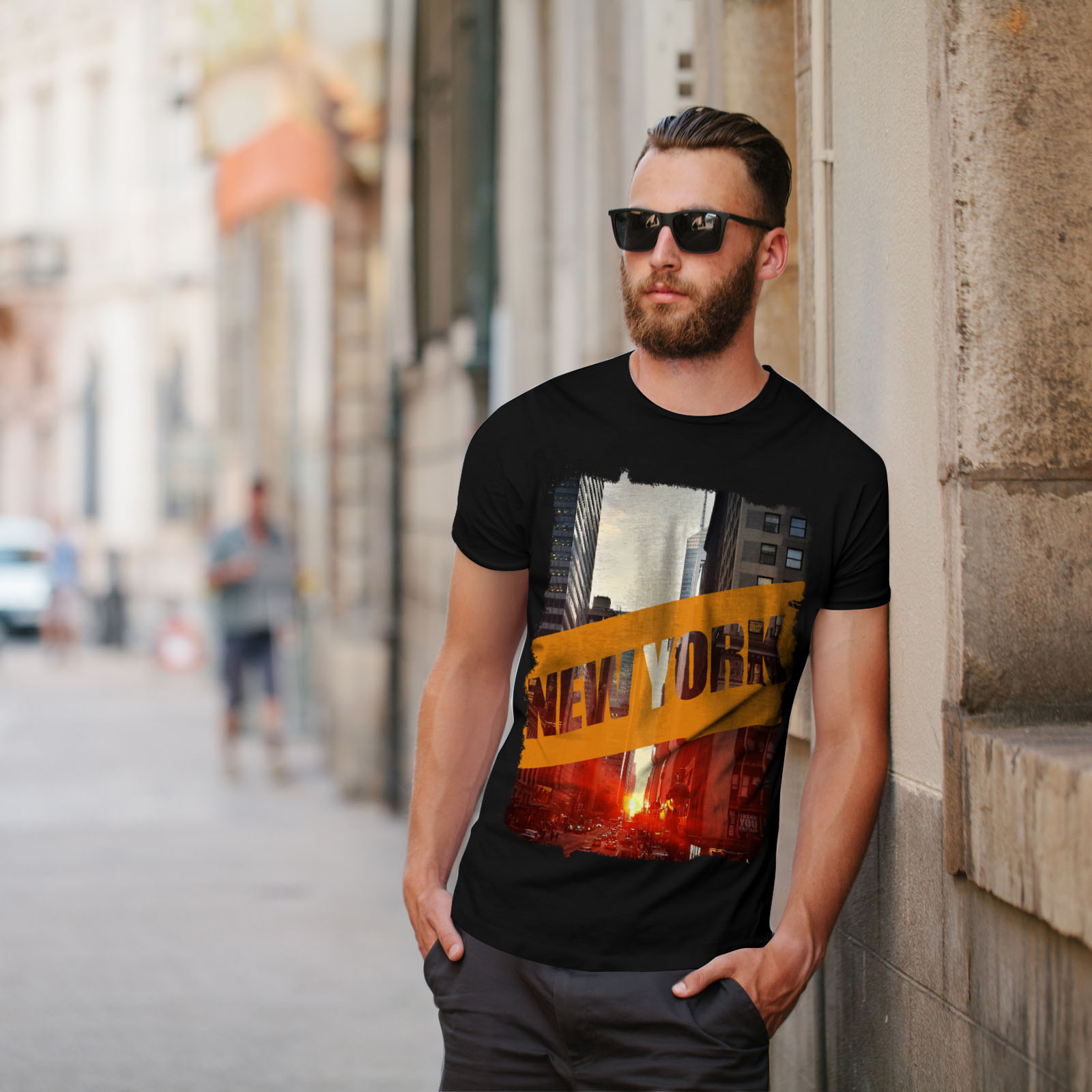 Wellcoda New York City Street Mens T Shirt Modern Graphic Design