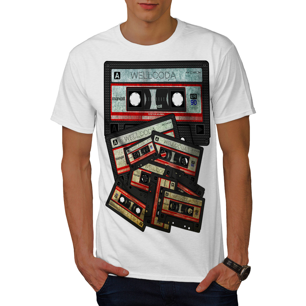 Wellcoda Musik Kassette Band Herren T Shirt Er Jahre Grafikdesign