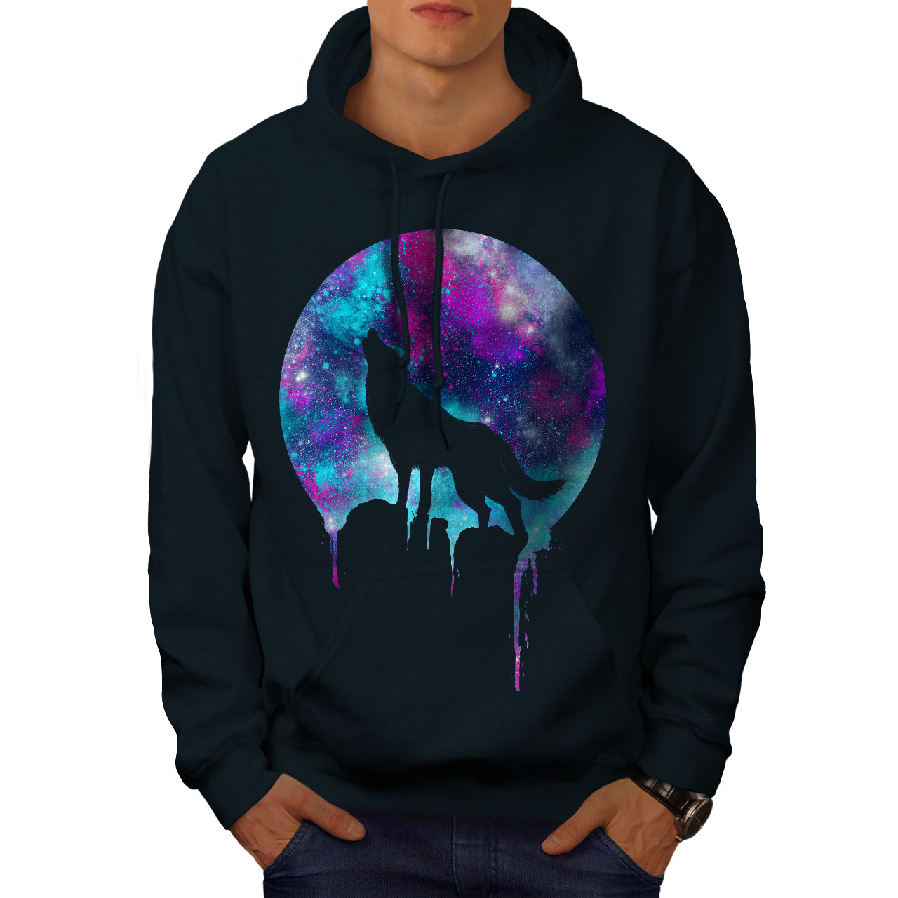 wild wolf moon light men hoodie new | wellcoda