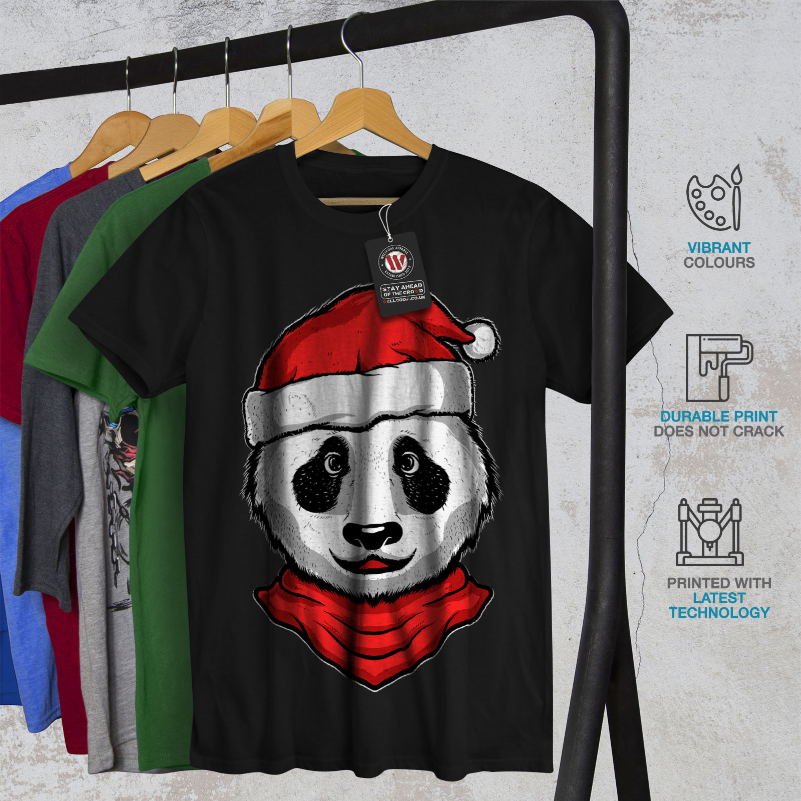 Wellcoda Christmas Panda Mens T-shirt, Animal Graphic ...