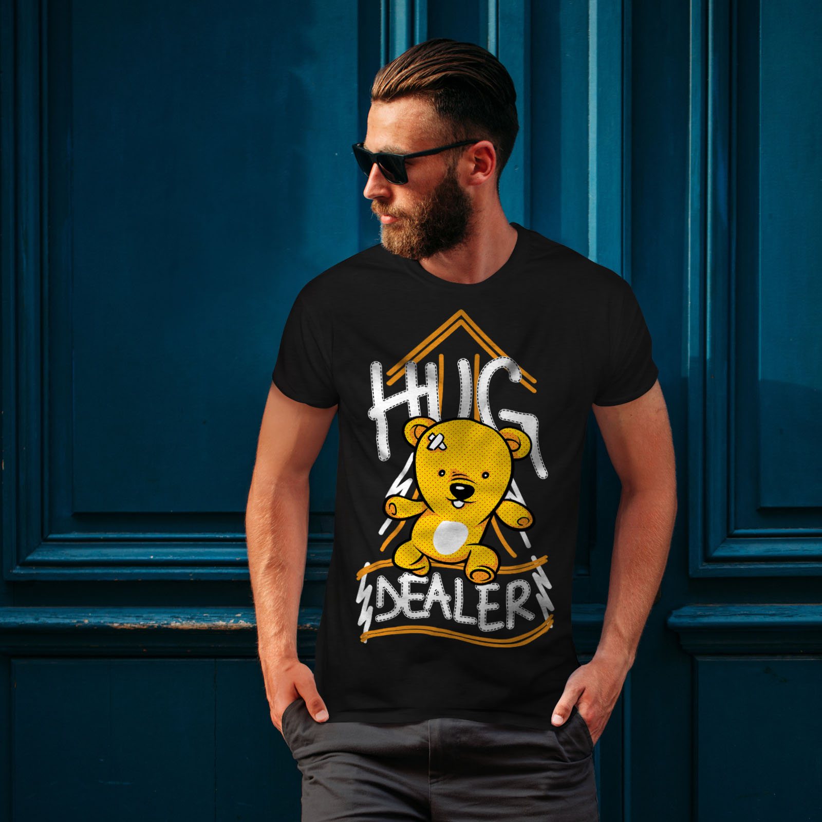 Wellcoda Hug Dealer Bear Funny Mens T-shirt, Graphic Design Printed Tee ...