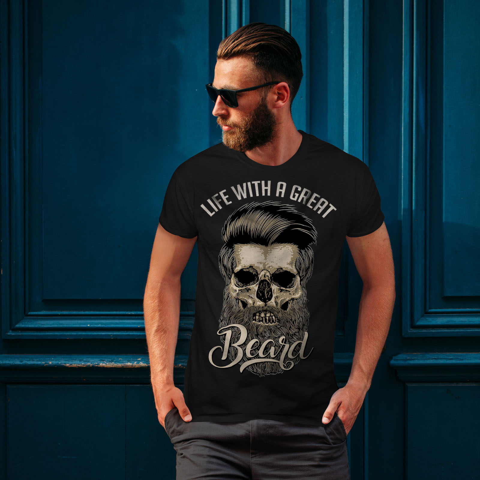 Wellcoda Life With Beard Skull Mens T Shirt Graphic Design Printed Tee Ebay