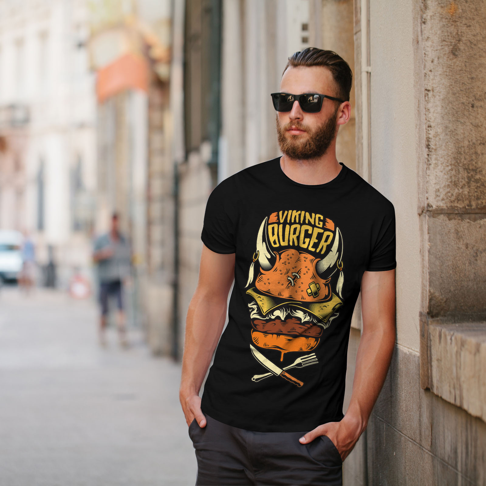 Wellcoda War Burger Food Funny Mens T-shirt, Graphic Design