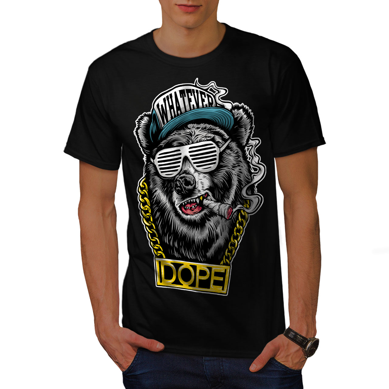 Wellcoda Chain Swag Bear Fashion Mens T-shirt, Graphic Design Printed ...