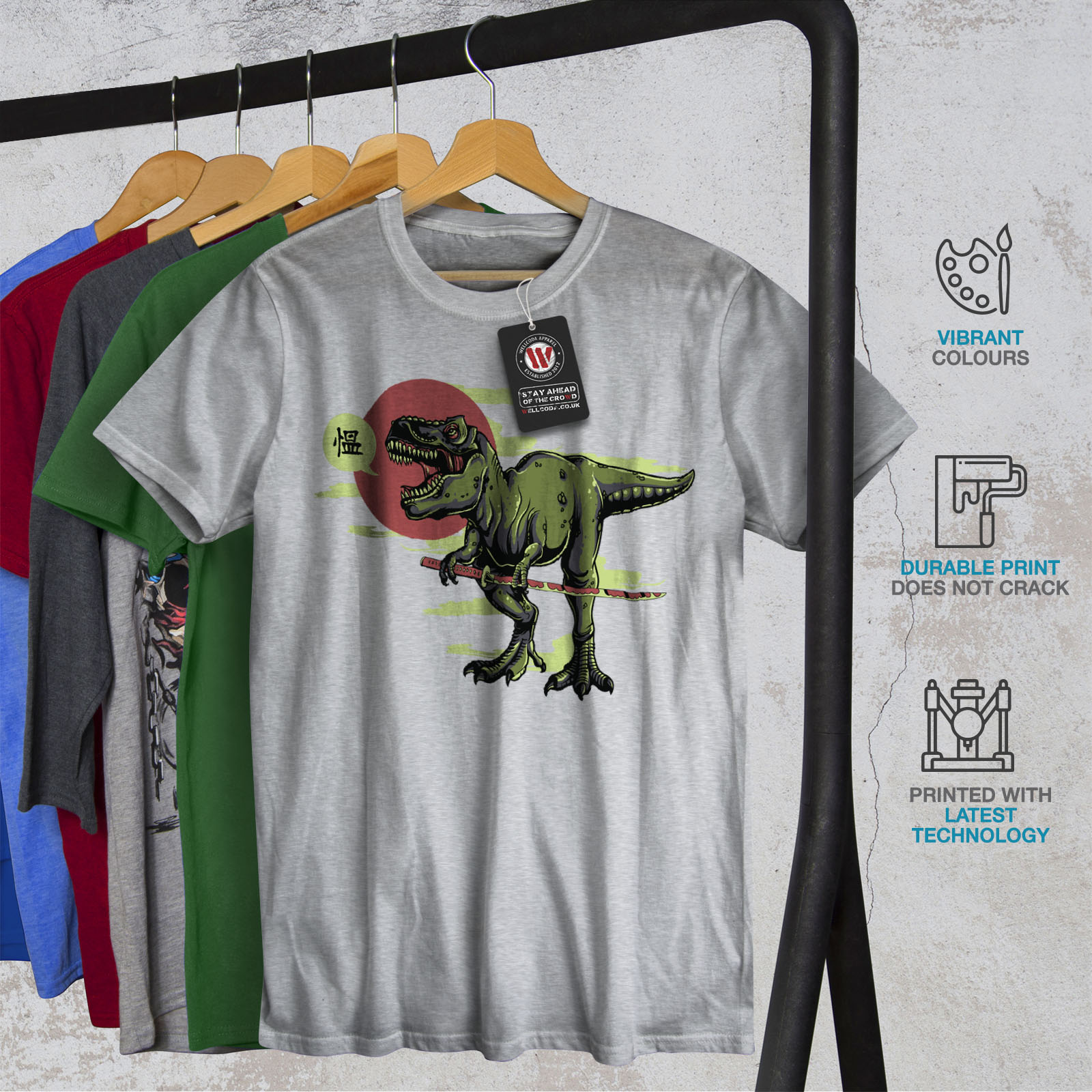 Download Wellcoda Dinosaur Oldschool Mens T-shirt, Raptor Graphic ...