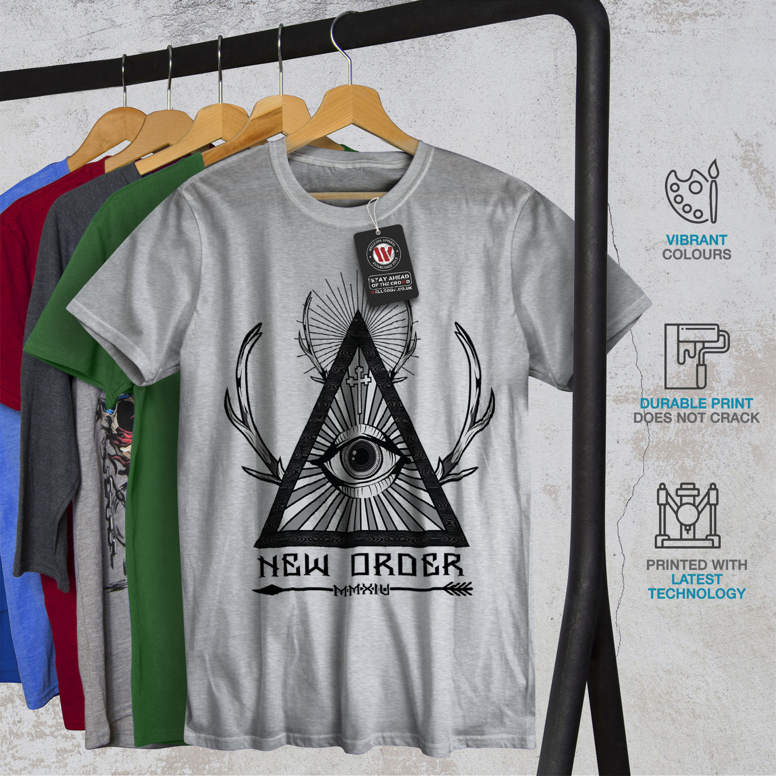 Wellcoda New World Order Mens T-shirt, Triangle Graphic Design Printed ...