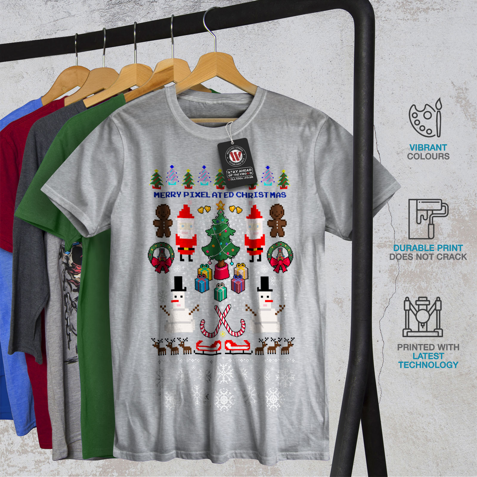 Download Wellcoda Santa Snowman Christmas Mens T-shirt, Pixel ...