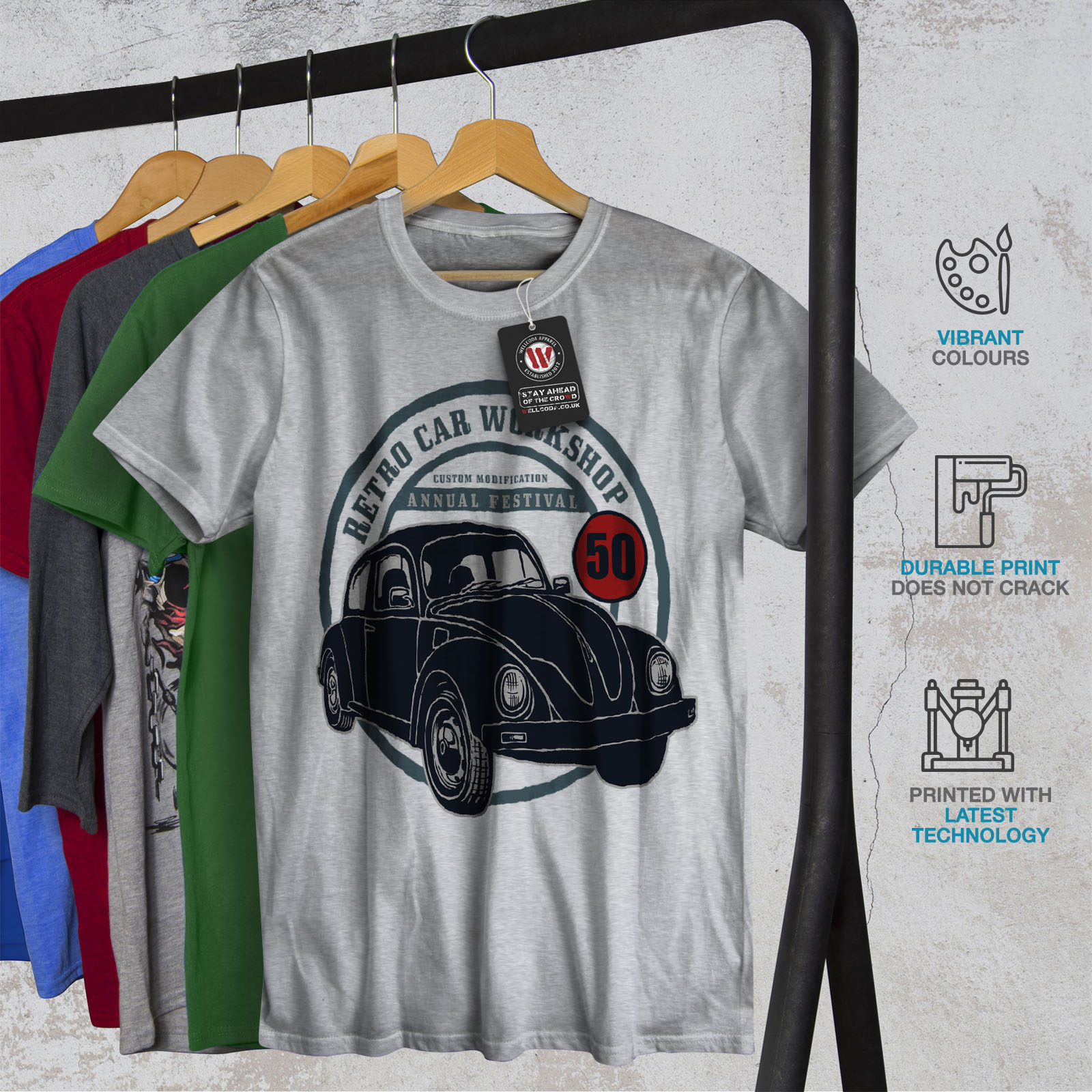 Wellcoda Retro Car Workshop Mens T-shirt, Vintage Graphic Design ...