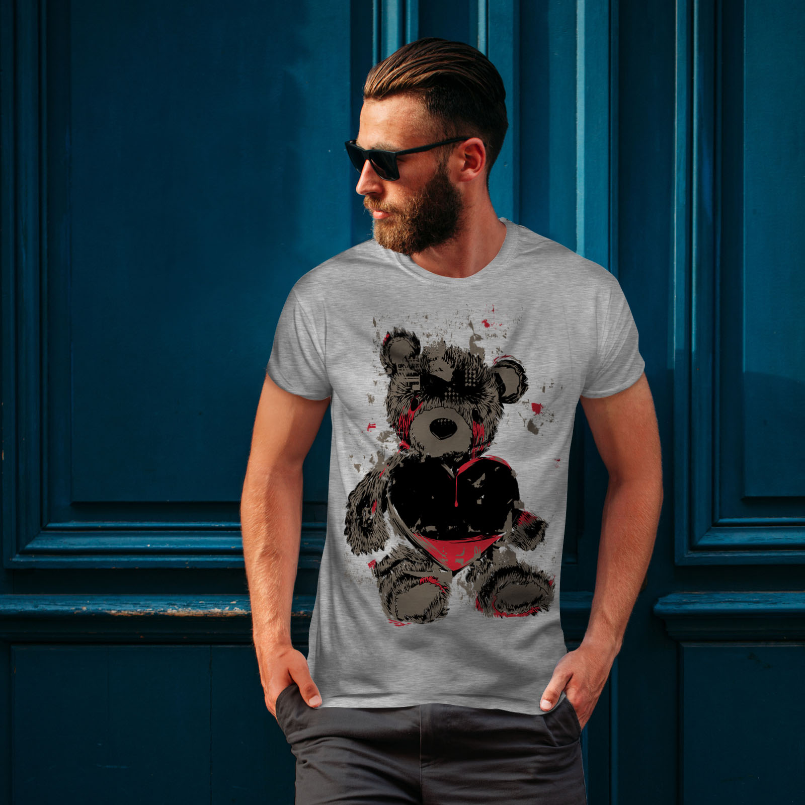 Wellcoda Teddy Bear Love Hurt Mens T-shirt, Blood Graphic Design ...