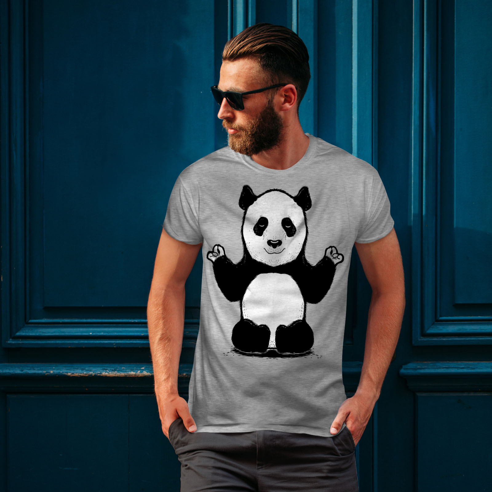 Wellcoda Cute Panda Mens T-shirt, Funny Animal Graphic Design Printed ...