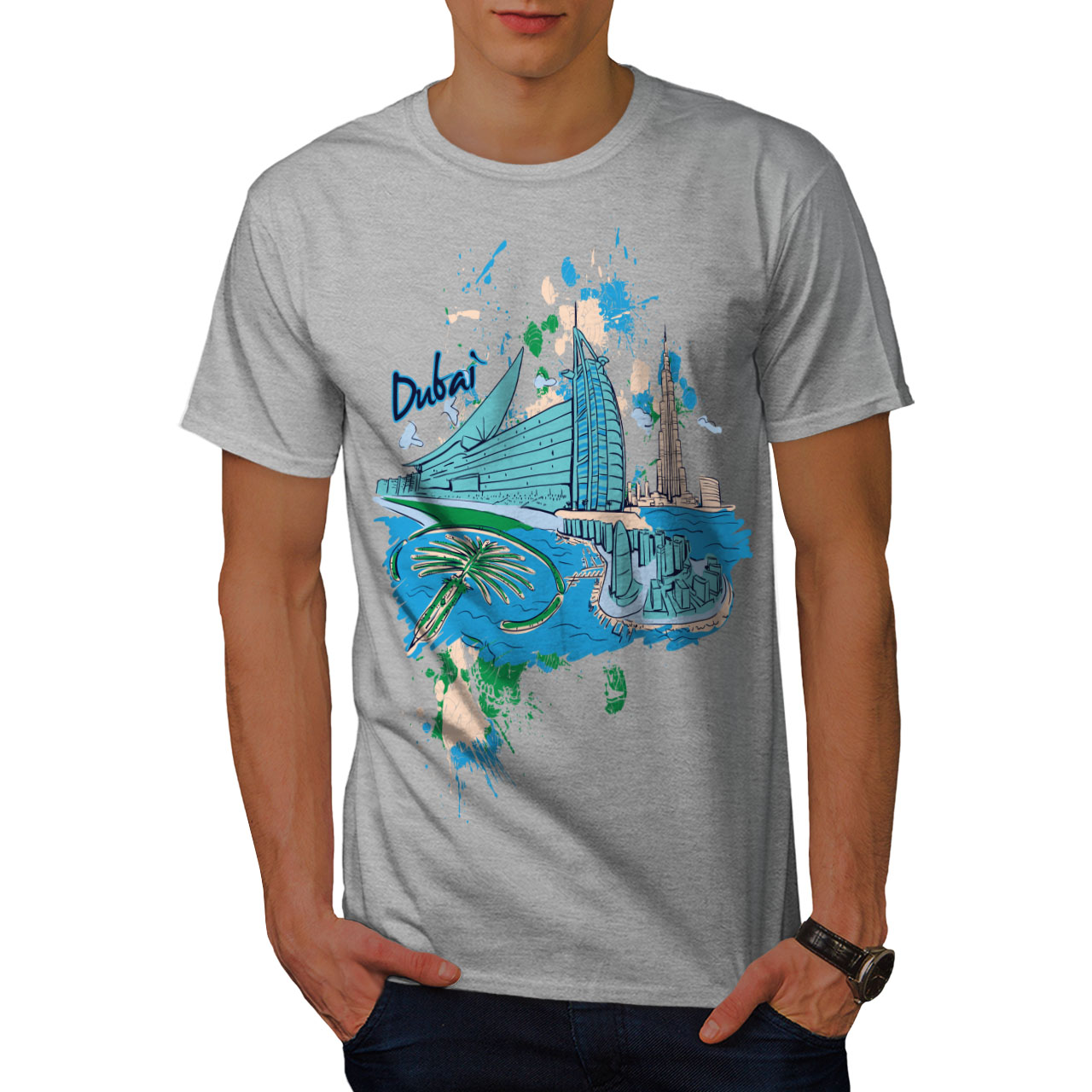 Wellcoda Dubai Mens Tshirt, United Arab Graphic Design Printed Tee eBay