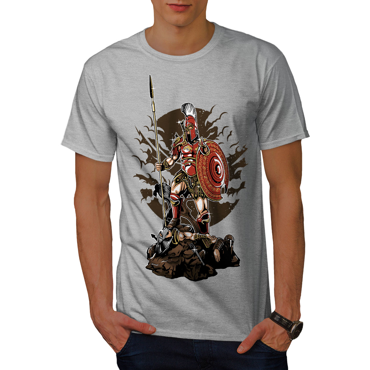 Wellcoda Sparta Warrior Fantasy Mens T-shirt, Graphic Design Printed ...