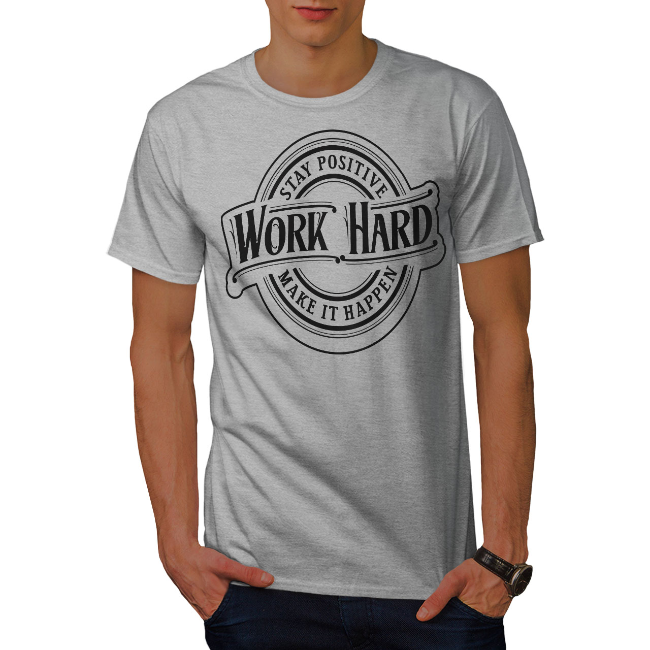 Wellcoda Work Hard Mens T Shirt Positive Slogan Graphic Design Printed Tee Ebay