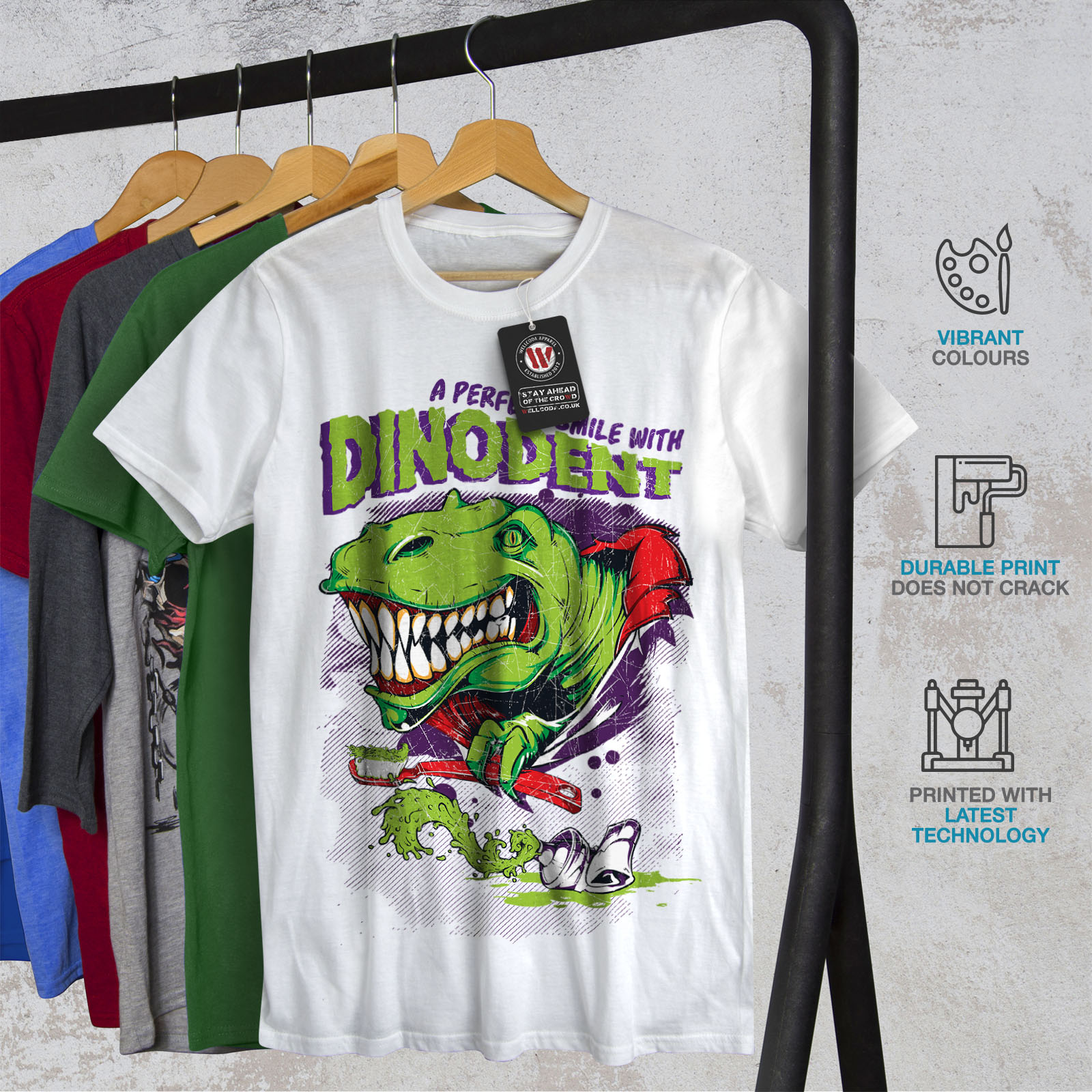 Download Wellcoda Dinosaur Smile Mens T-shirt, Funny Dino Graphic ...