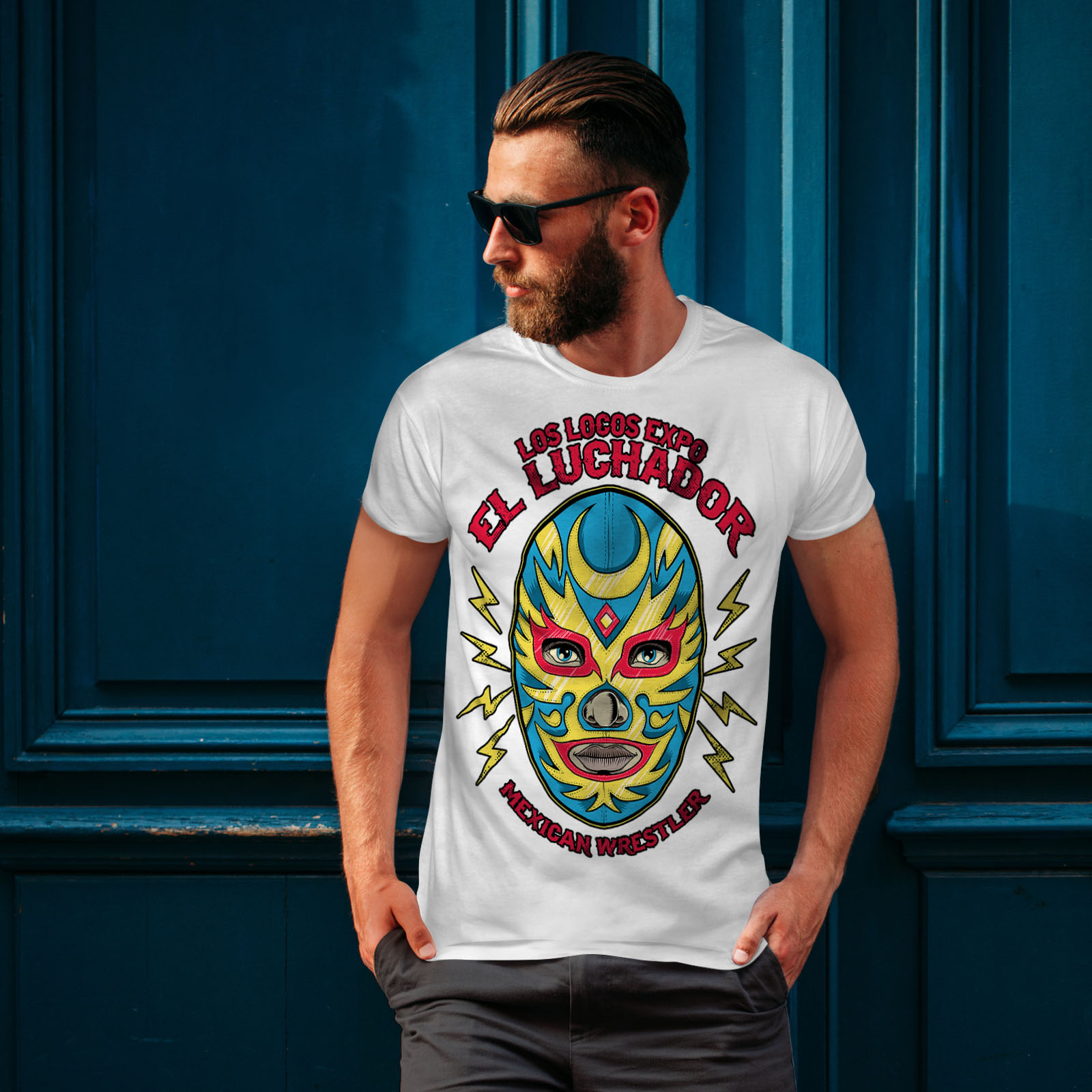 Wellcoda El Luchador Wrestler Mens T-shirt, Mexican Graphic Design ...