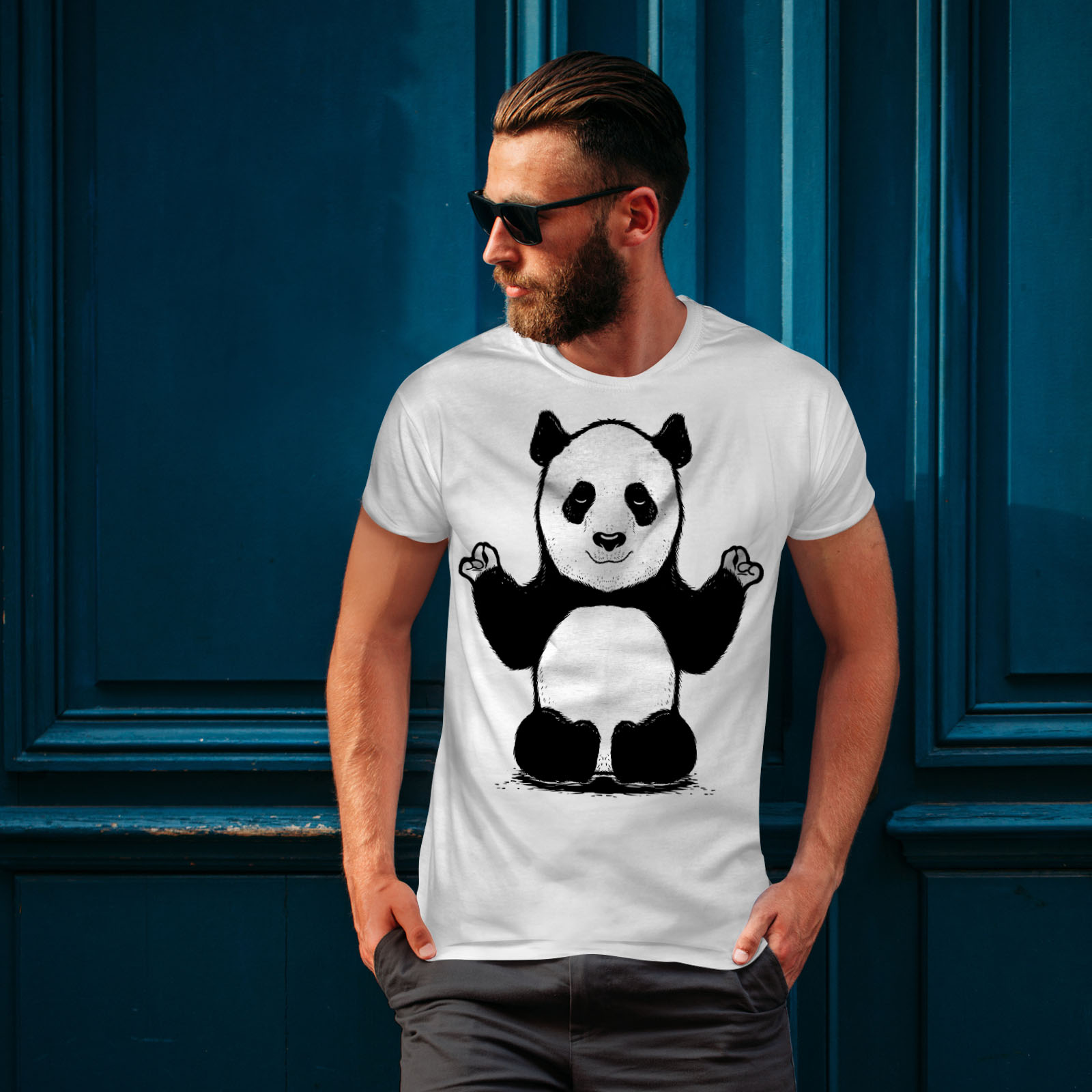 Wellcoda Cute Panda Mens T-shirt, Funny Animal Graphic Design Printed ...