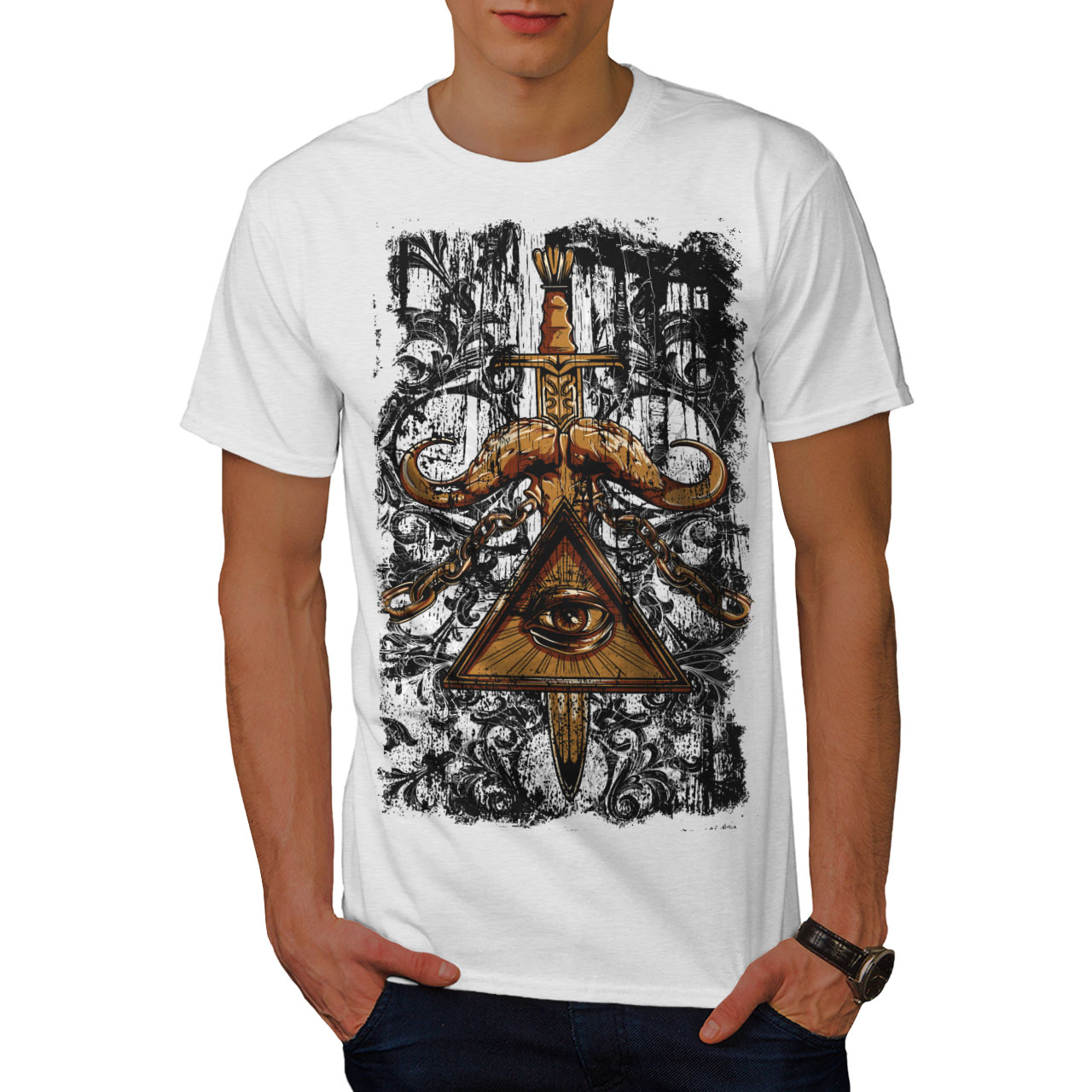 Wellcoda Triangle Society Mens T Shirt Conspiracy Graphic Design Printed Tee Ebay 6283