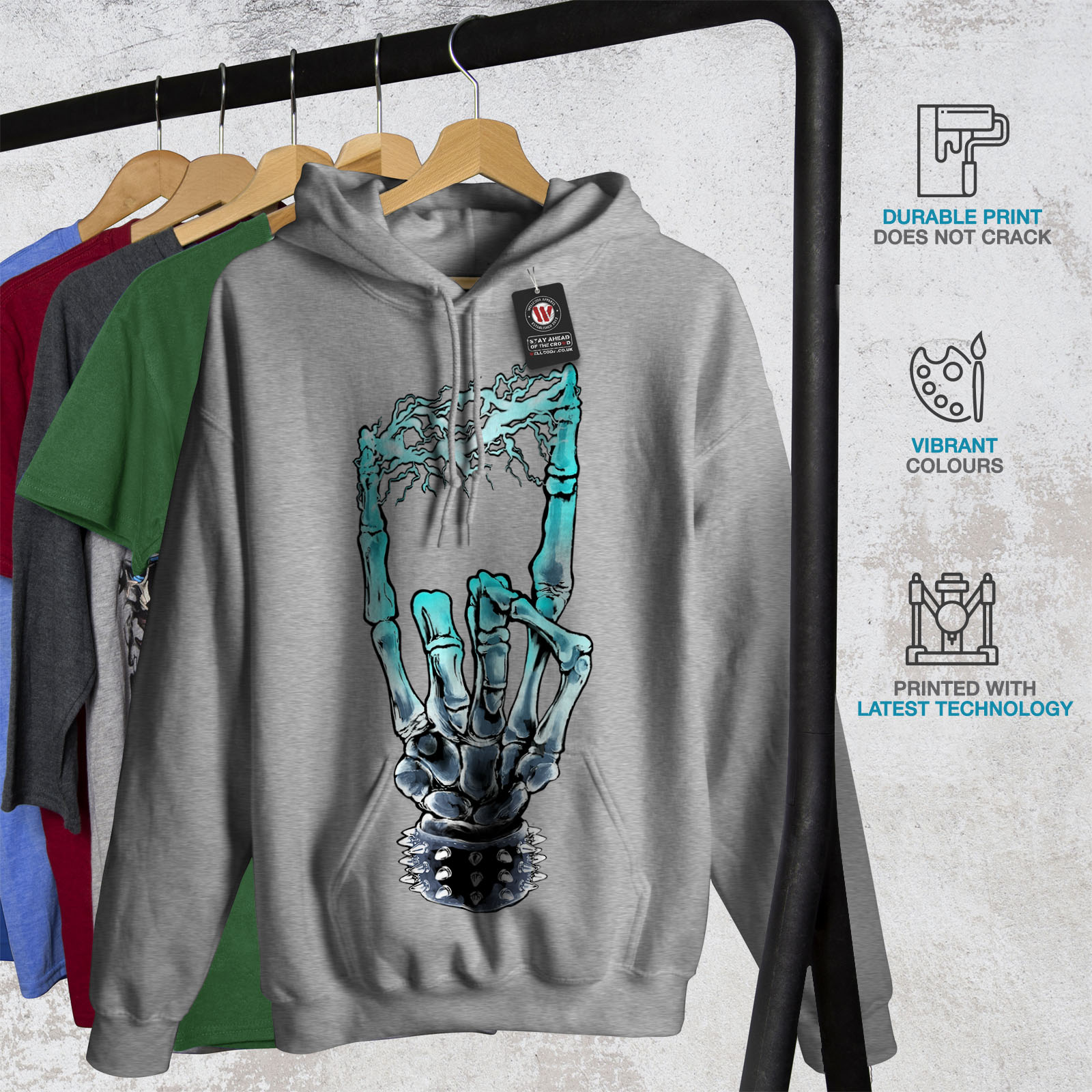 sweatshirt with skeleton hands