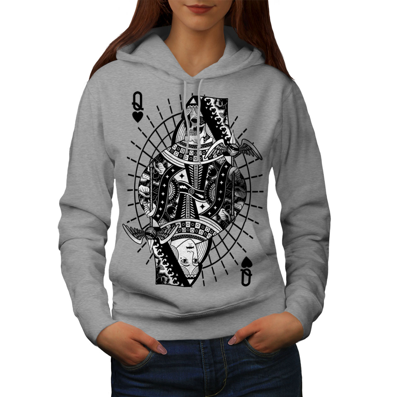 Wellcoda Poker Queen Skull Womens Hoodie, Casual Hooded Sweatshirt | eBay
