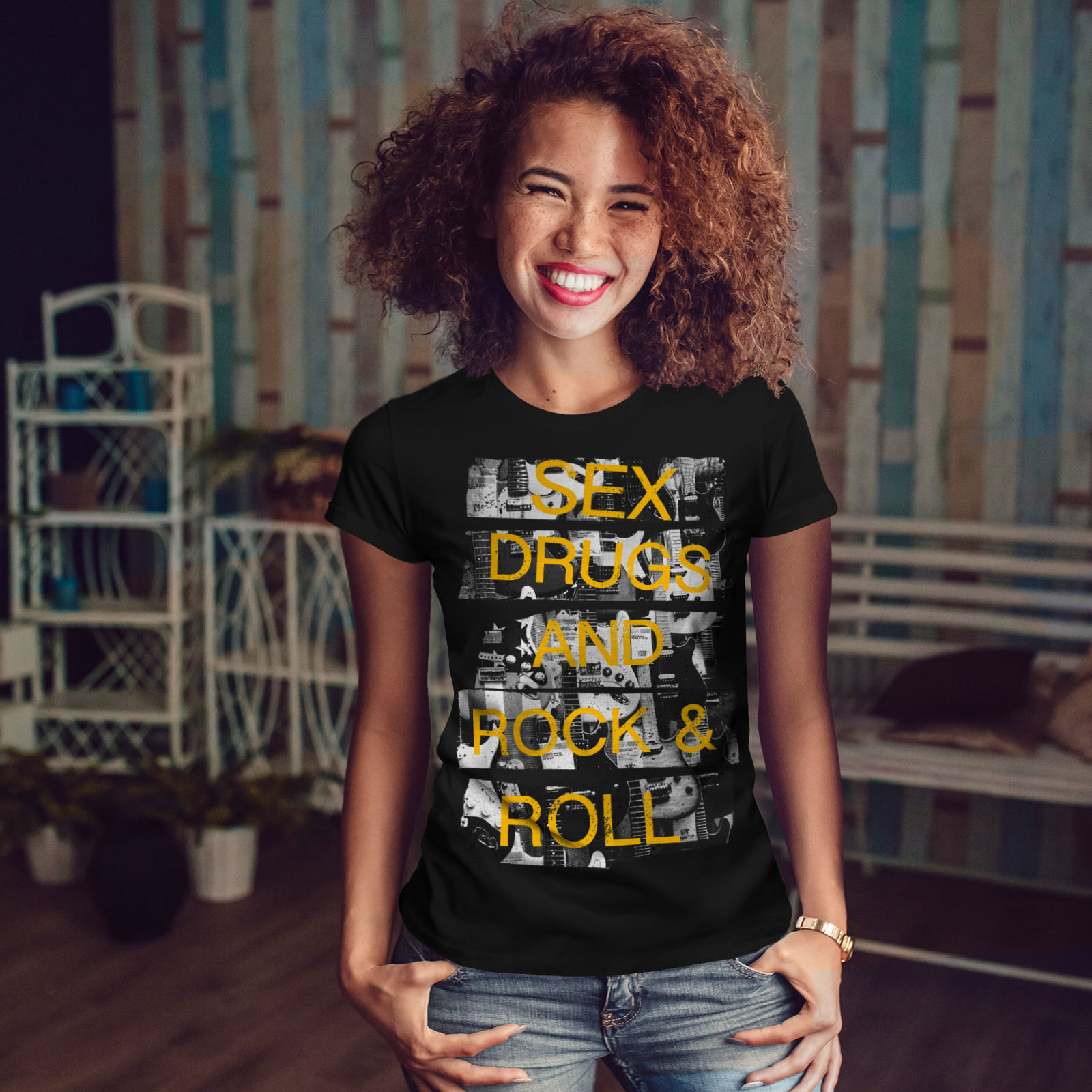 Wellcoda Sex Drugs Rock Roll Womens T Shirt Free Casual Design Printed Tee Ebay 