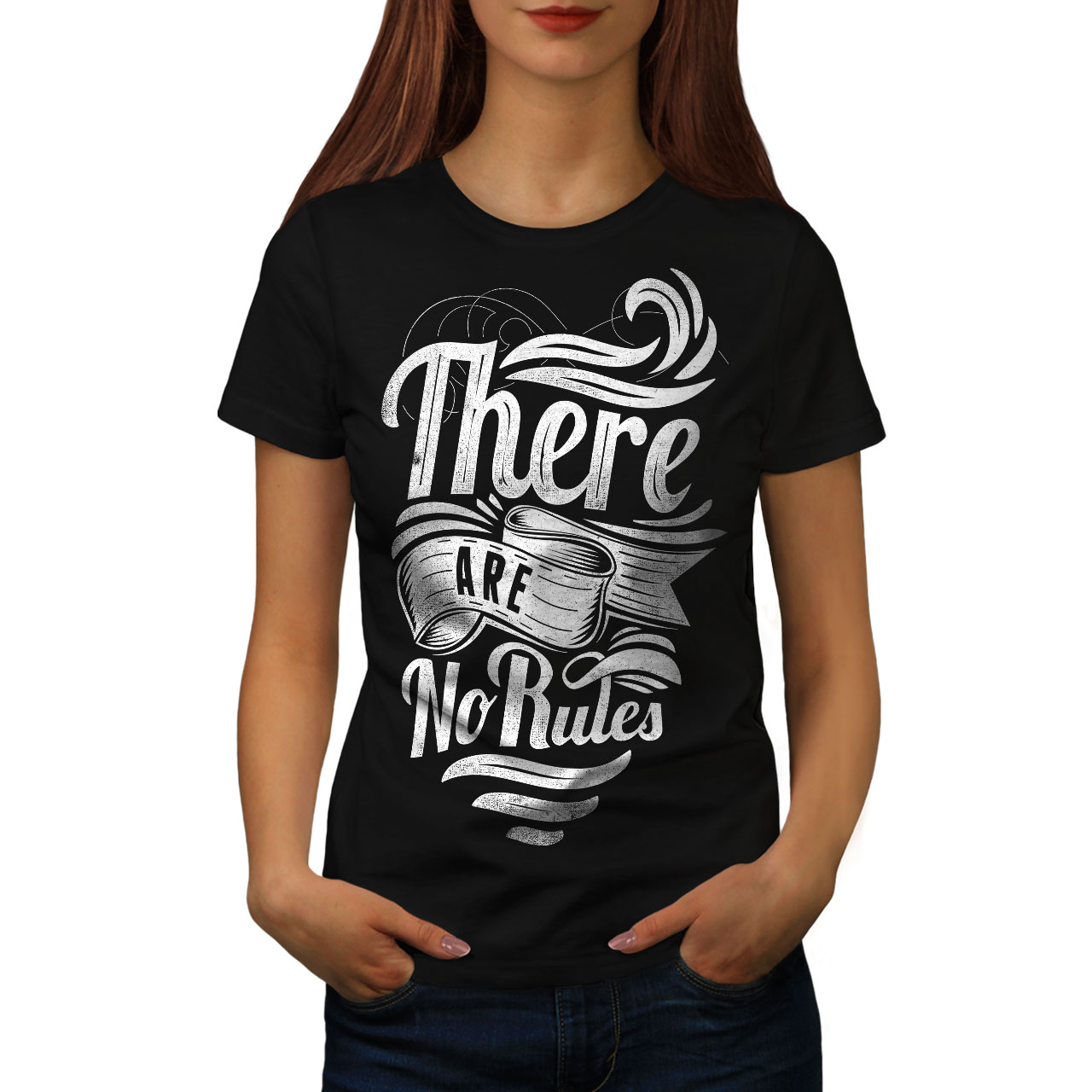 Wellcoda There Are No Rules Womens T-shirt, Outlaw Casual Design ...