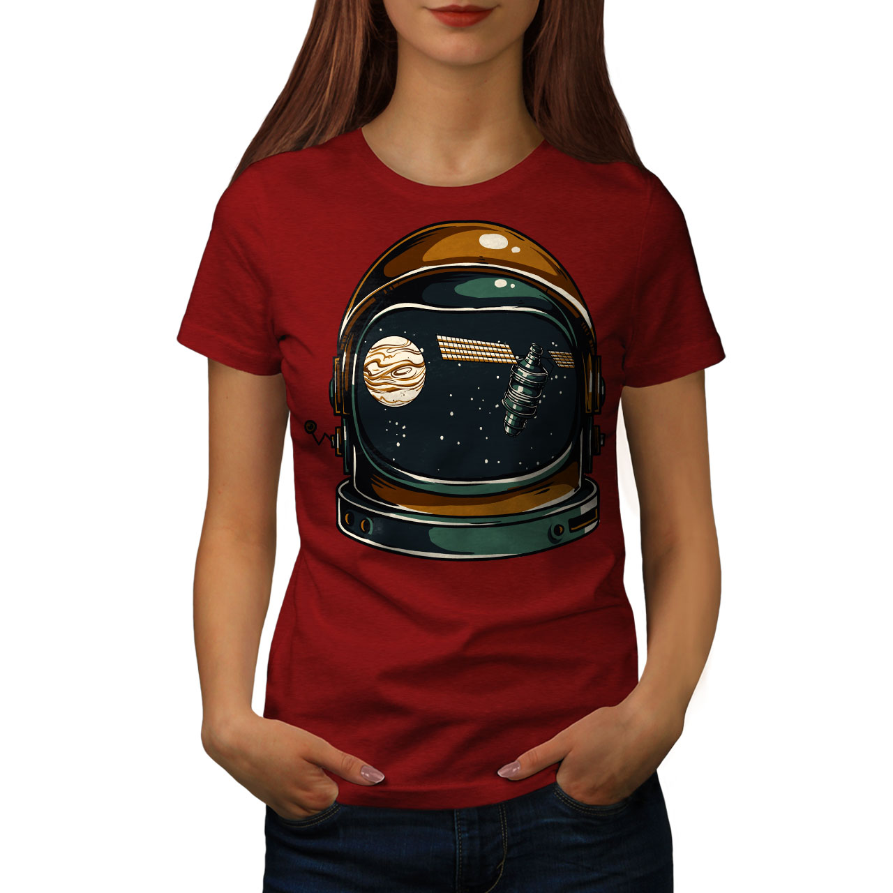 Wellcoda Cosmos Satellite Womens T-shirt, Satellite Casual Design ...