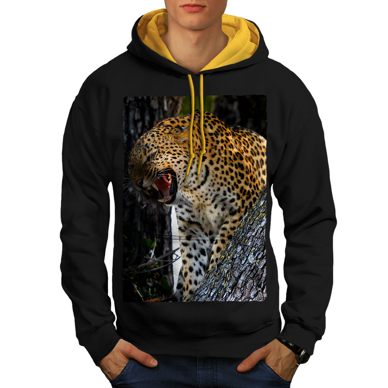 leopard hoodie mens