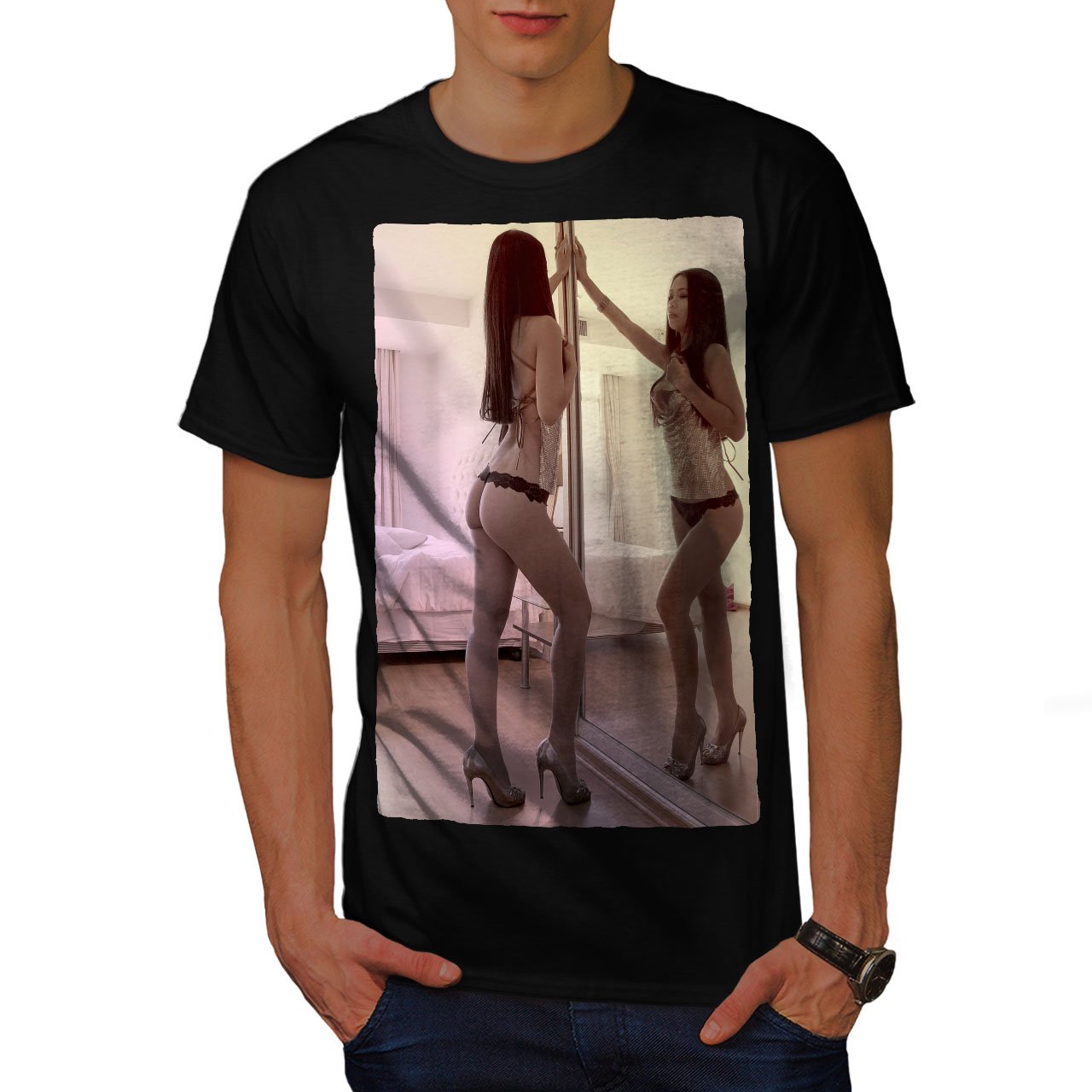 Wellcoda Sexy Asian Lady Mens T Shirt Sweet Graphic Design Printed Tee Ebay