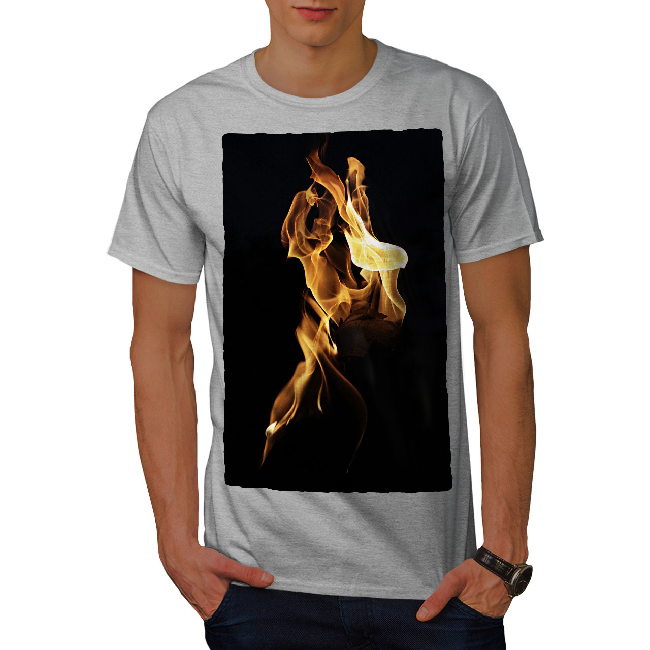 Wellcoda Flame Fire Hot Nature Mens T-shirt, Hell Graphic Design ...