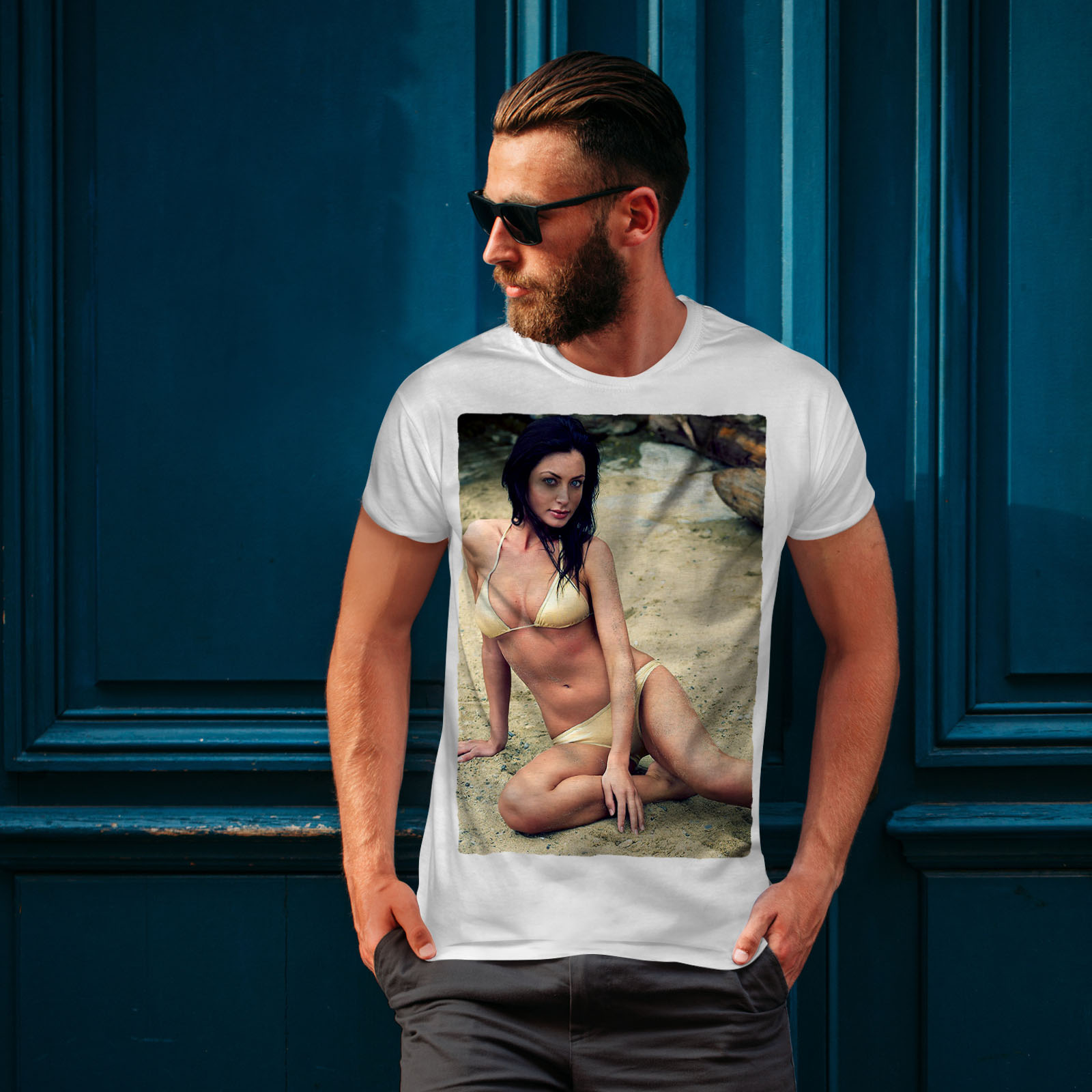 Wellcoda Erotic Girl Nude Sexy Mens T-shirt, Woman Graphic Design Printed  Tee