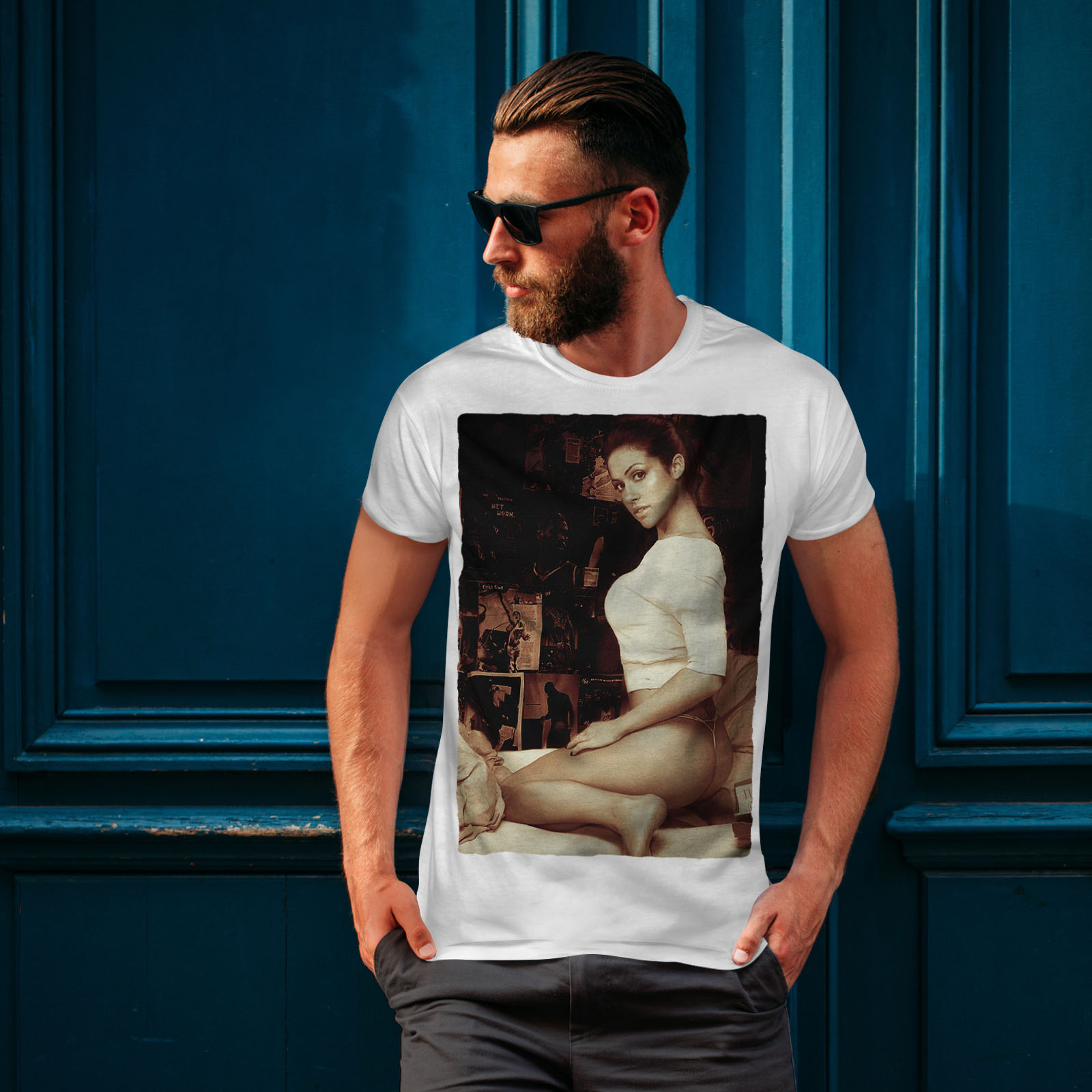 Wellcoda Hot Girl Nude Erotic Mens T-shirt, American Graphic