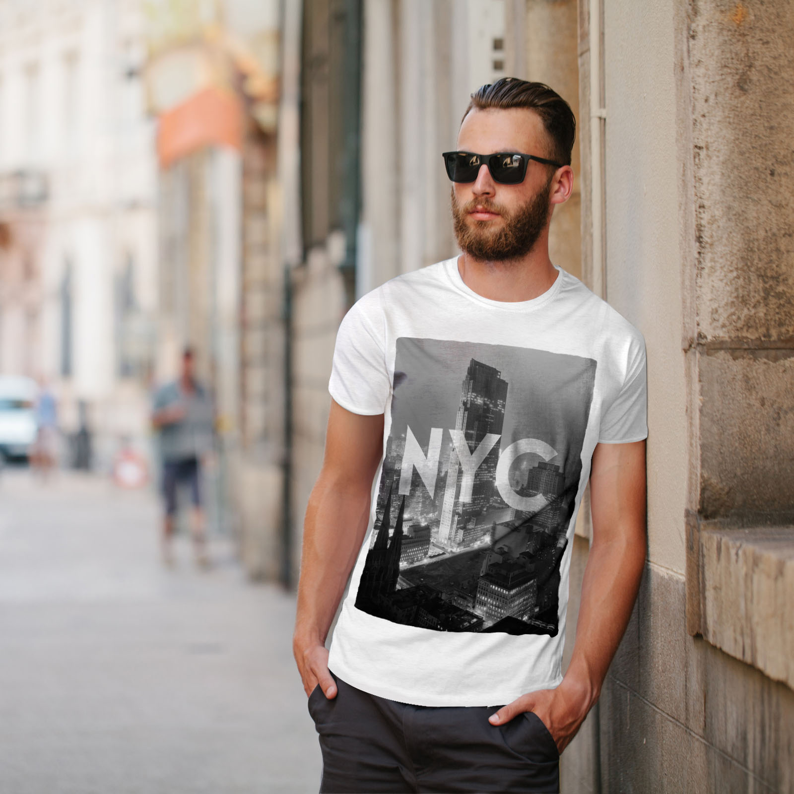 T-shirt with Printed Design - White/New York - Men