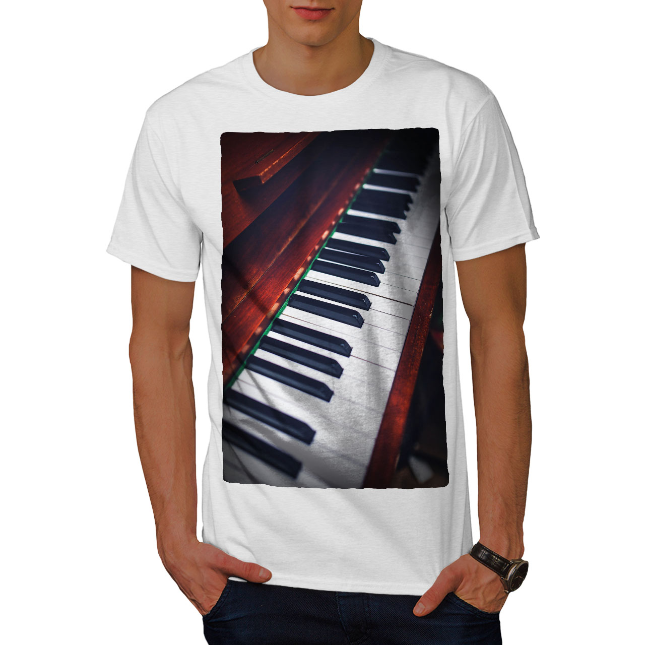 Wellcoda Classic Piano Mens T-shirt, Music Graphic Design Printed Tee ...