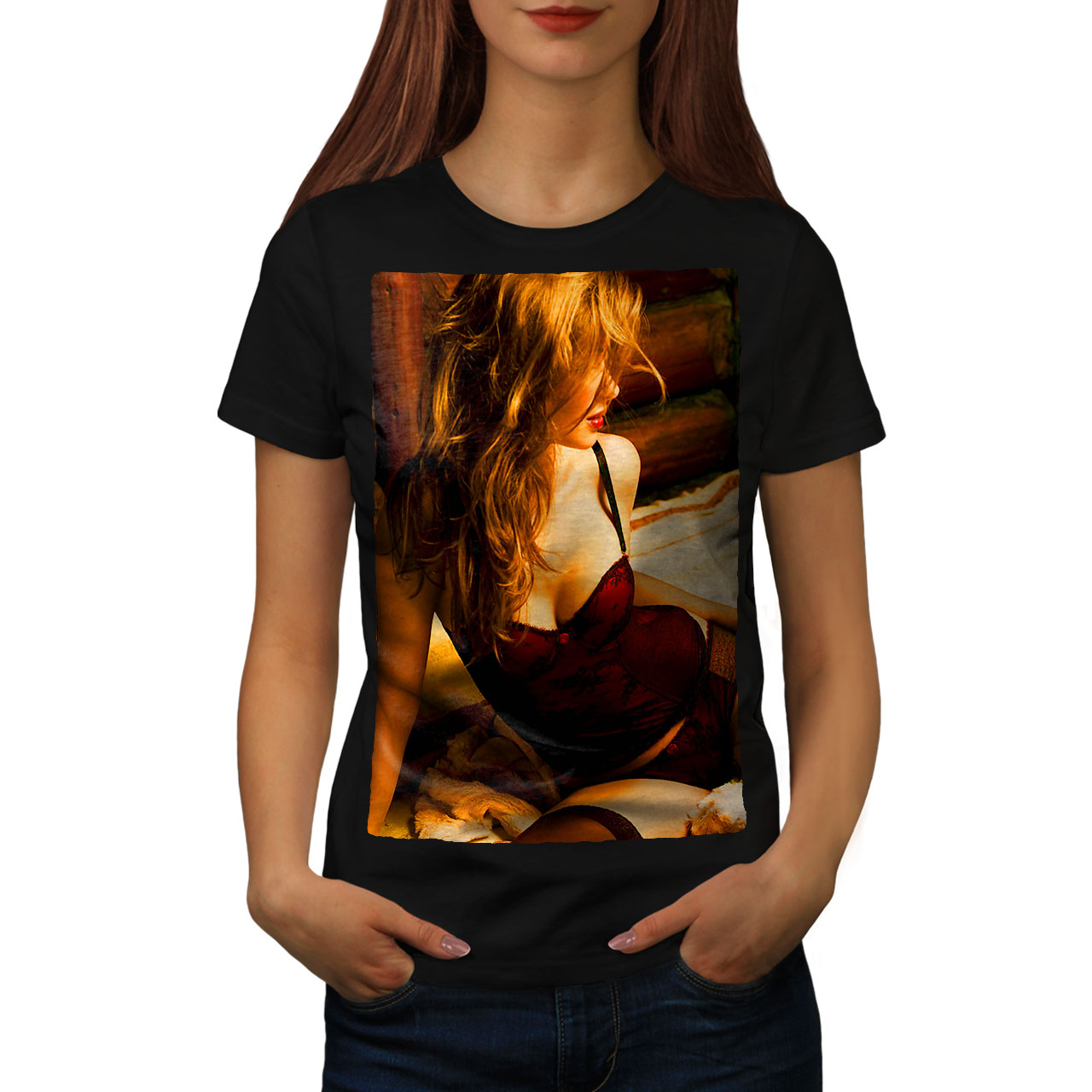 Wellcoda Lingerie Erotic Girl Womens T Shirt Sexy Casual Design Printed Tee Ebay