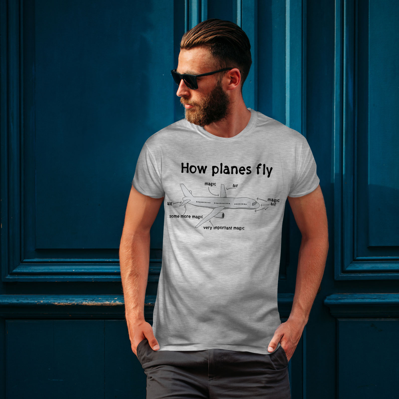 Wellcoda How Planes Fly Mens T-shirt, Magic Graphic Design Printed