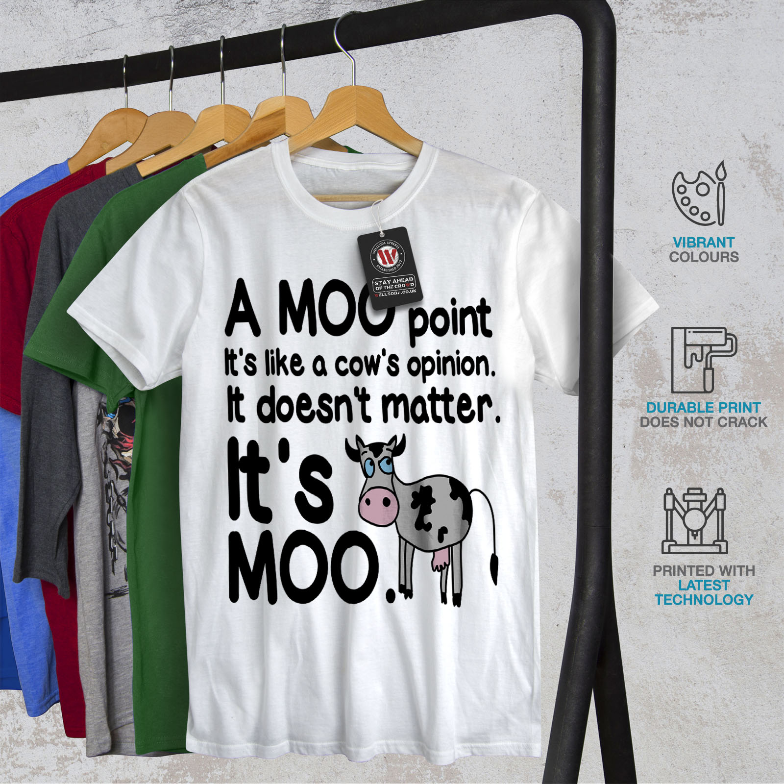 Wellcoda Cow Moo Opinion Mens T-shirt, Funny Graphic Design Printed Tee ...