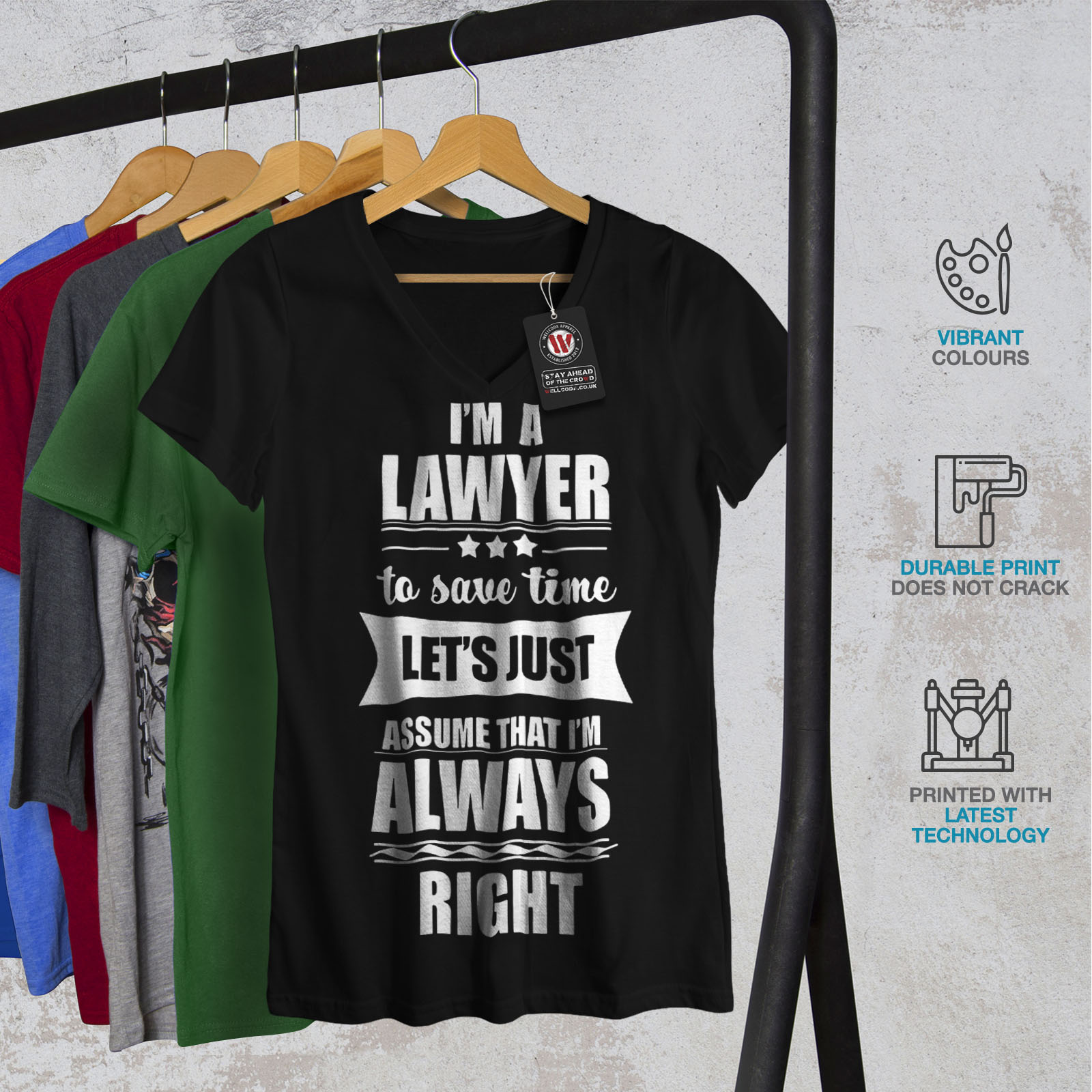 Wellcoda Lawyer Joke Womens V-Neck T-shirt, Funny Slogan ...