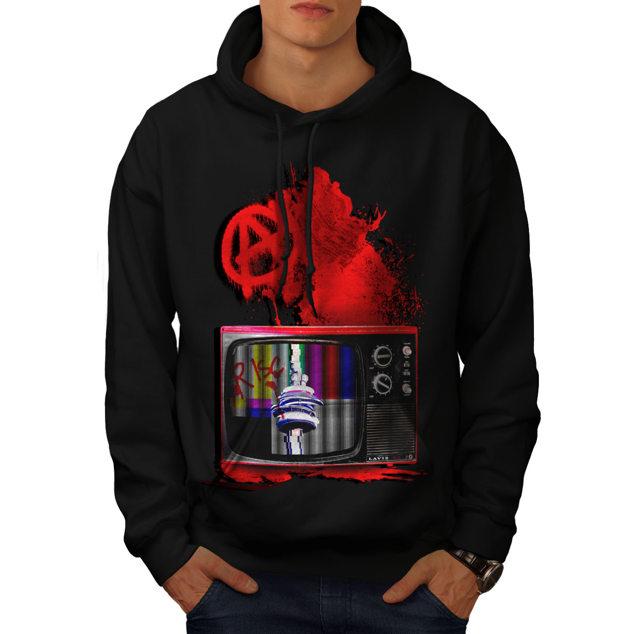 red hoodie outfit mens