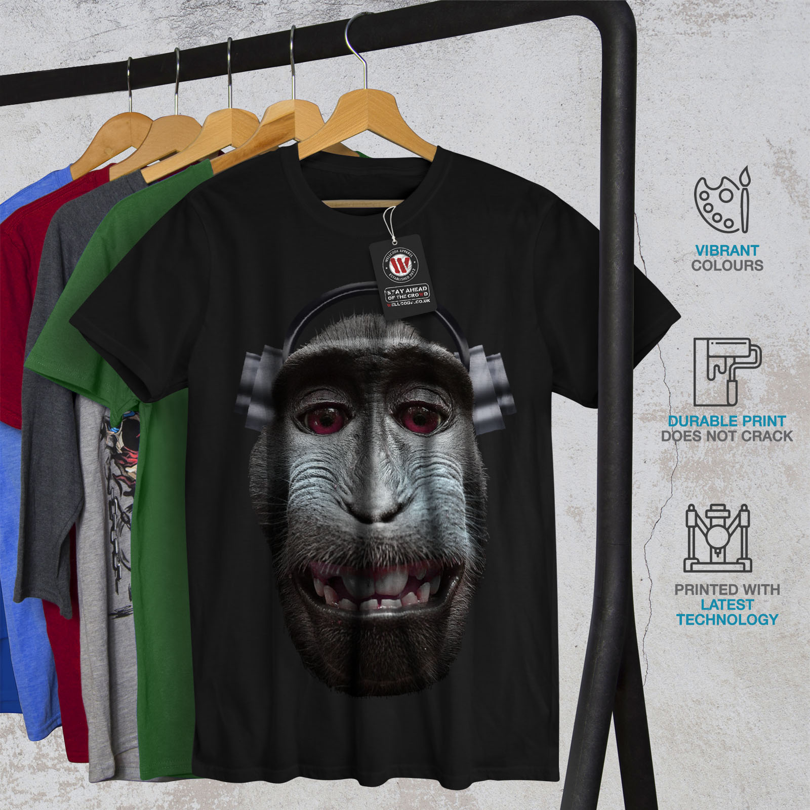 Wellcoda Monkey Song Animal Mens T shirt Audio Graphic Design Printed Tee