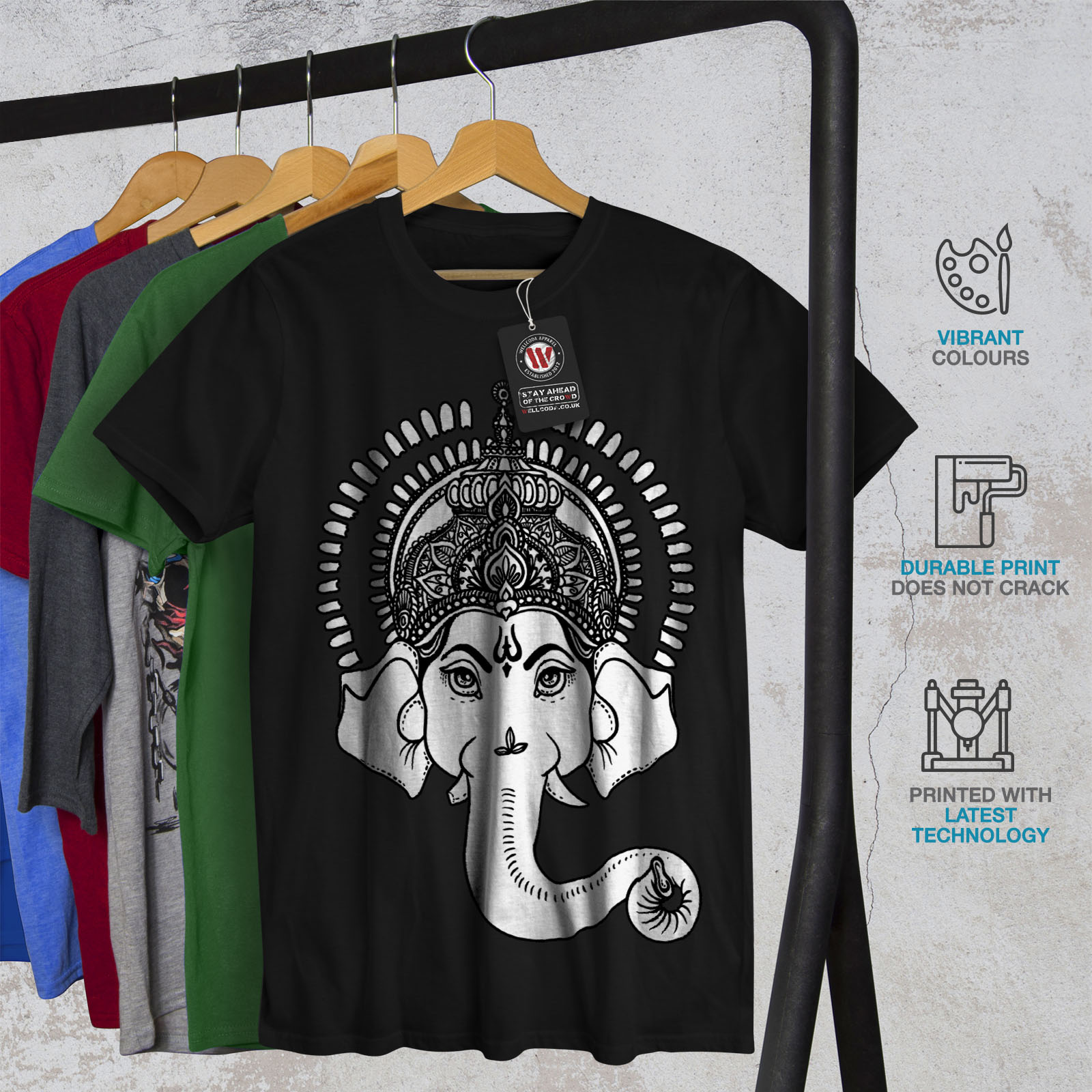 Wellcoda Indian Art Ganesha Mens T Shirt Hindu Graphic Design Printed Tee Ebay