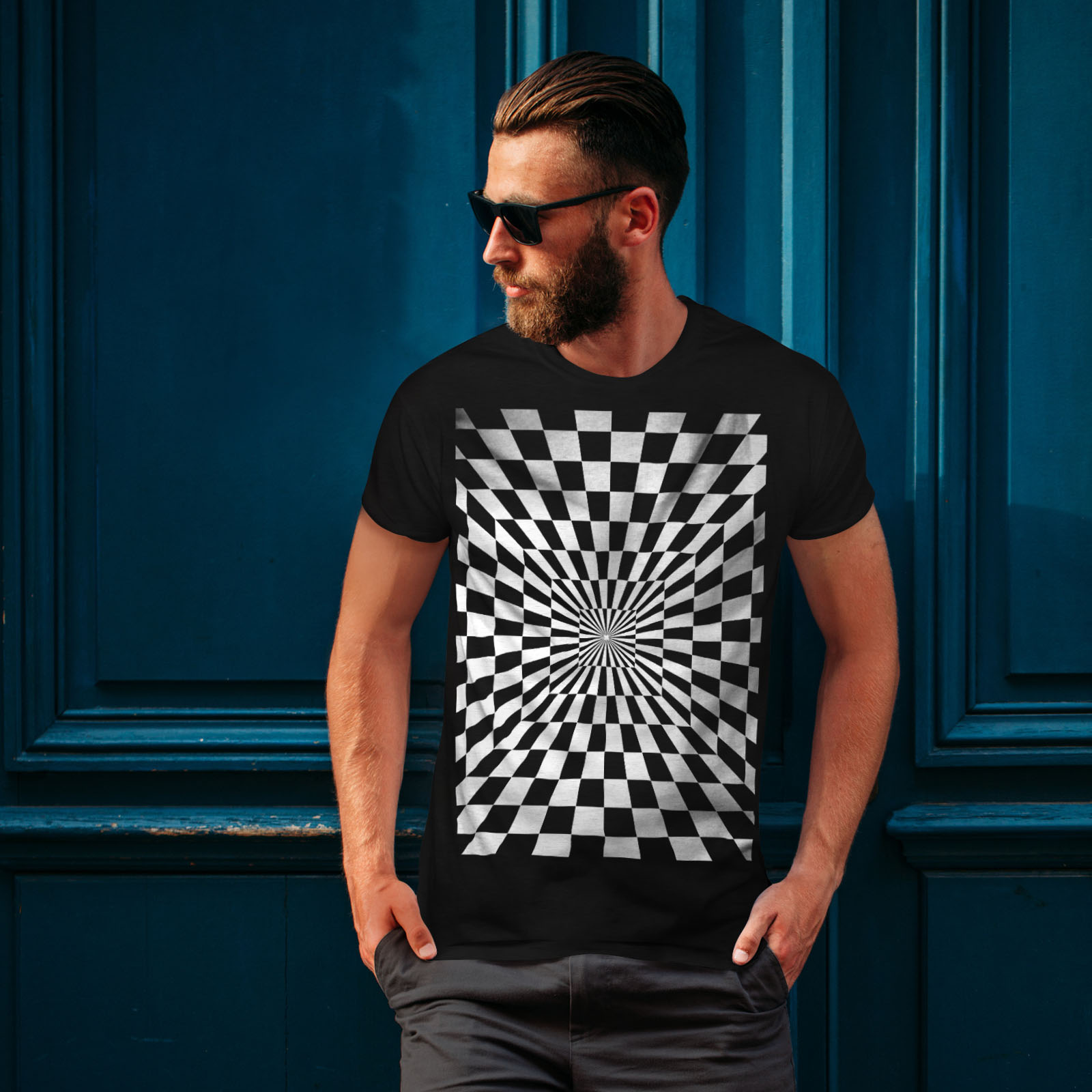 Wellcoda Square Illusion Pattern Mens T-shirt, Trick Graphic Design ...