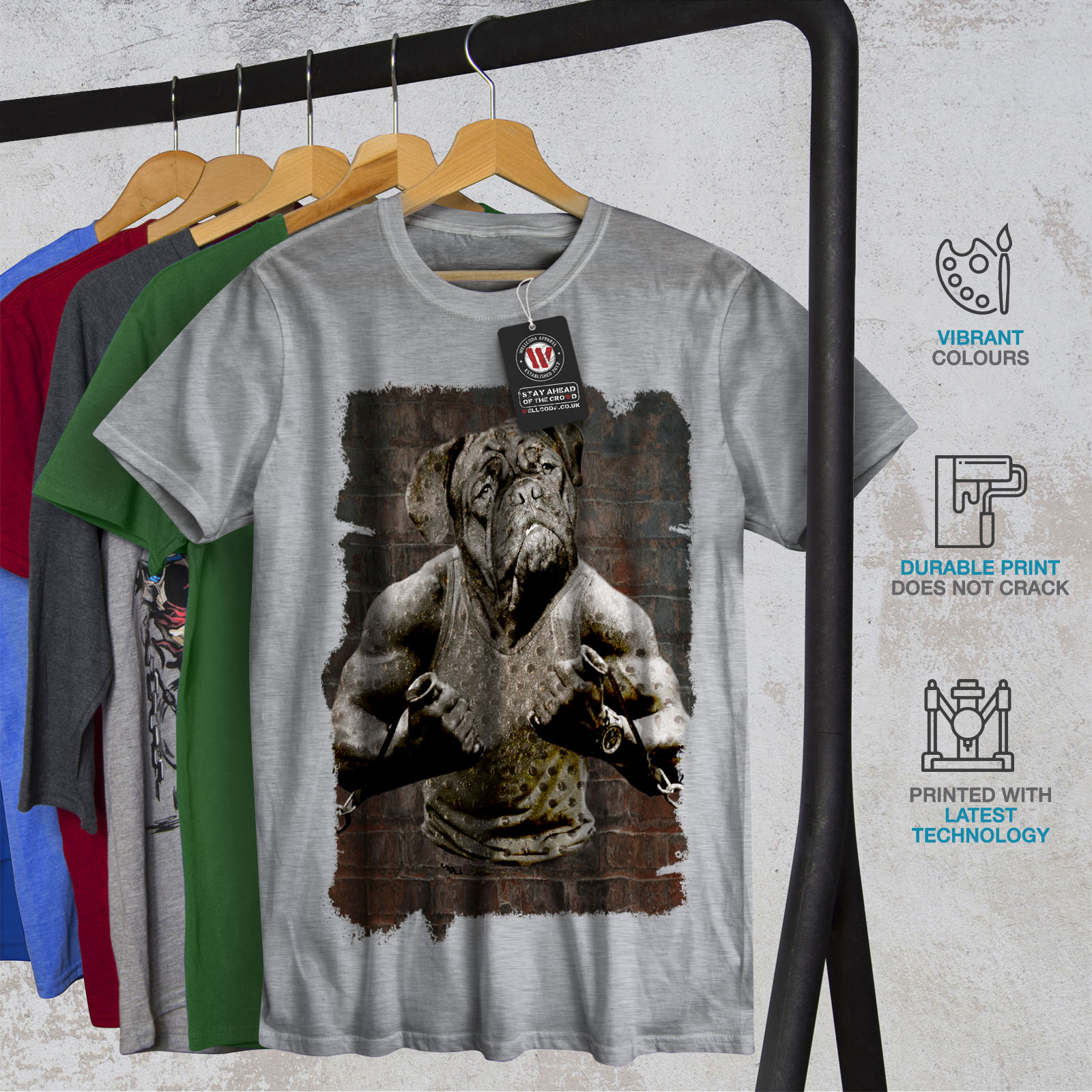 Download Wellcoda Bulldog Gym Workout Mens T-shirt, Weird Graphic Design Printed Tee | eBay