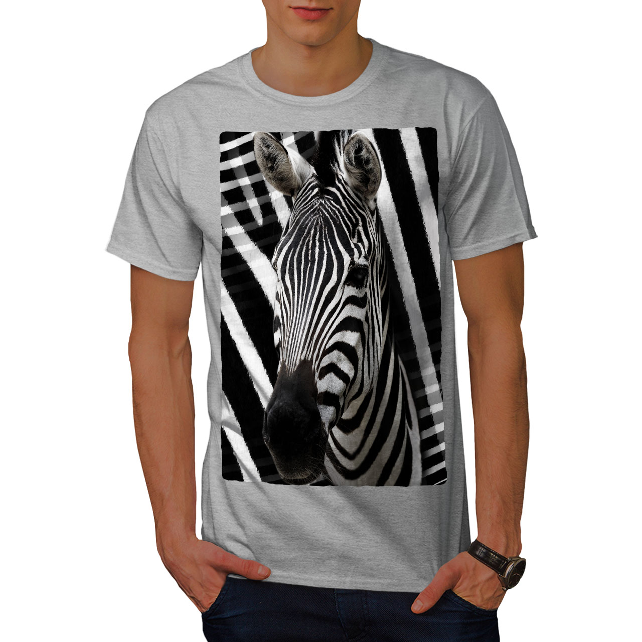 Wellcoda Safari Face Cute Animal Mens T-shirt, Africa Graphic Design ...