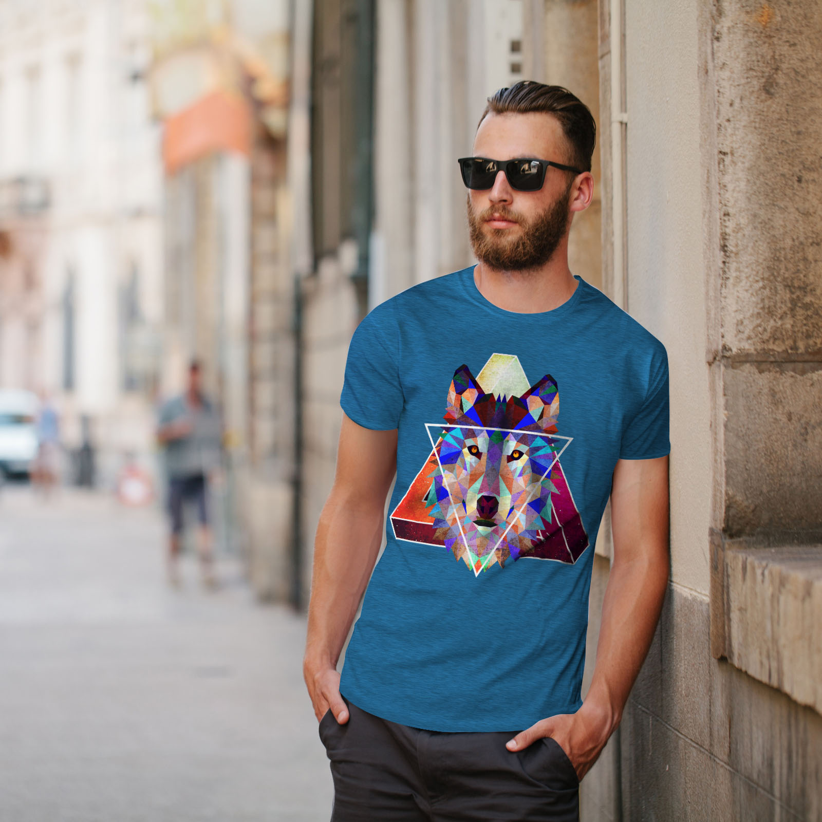 Wellcoda Wolf Geometric Fashion Mens T Shirt Beast Graphic Design Printed Tee Ebay