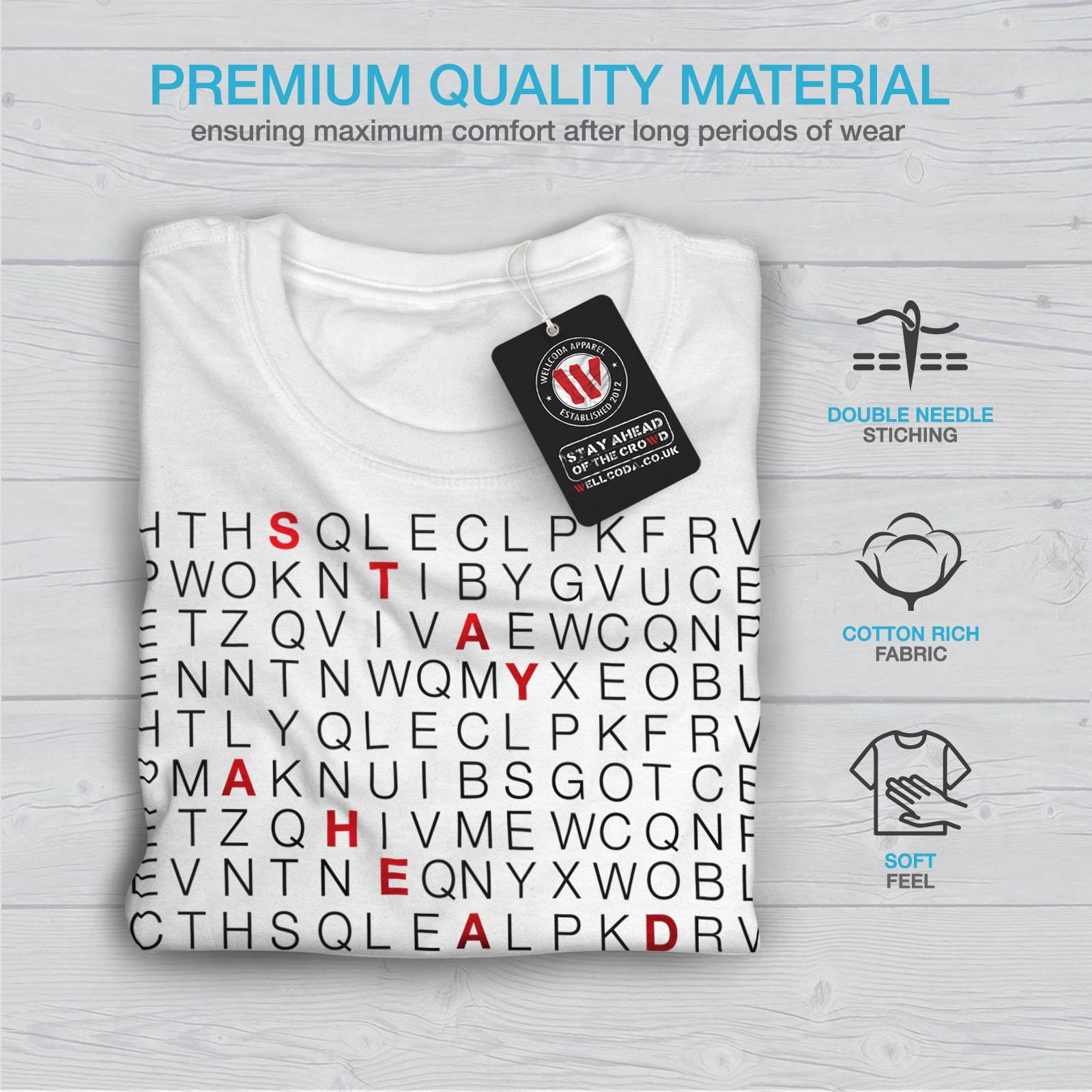 Wellcoda Crossword Unique Mens T shirt Letter Graphic Design Printed