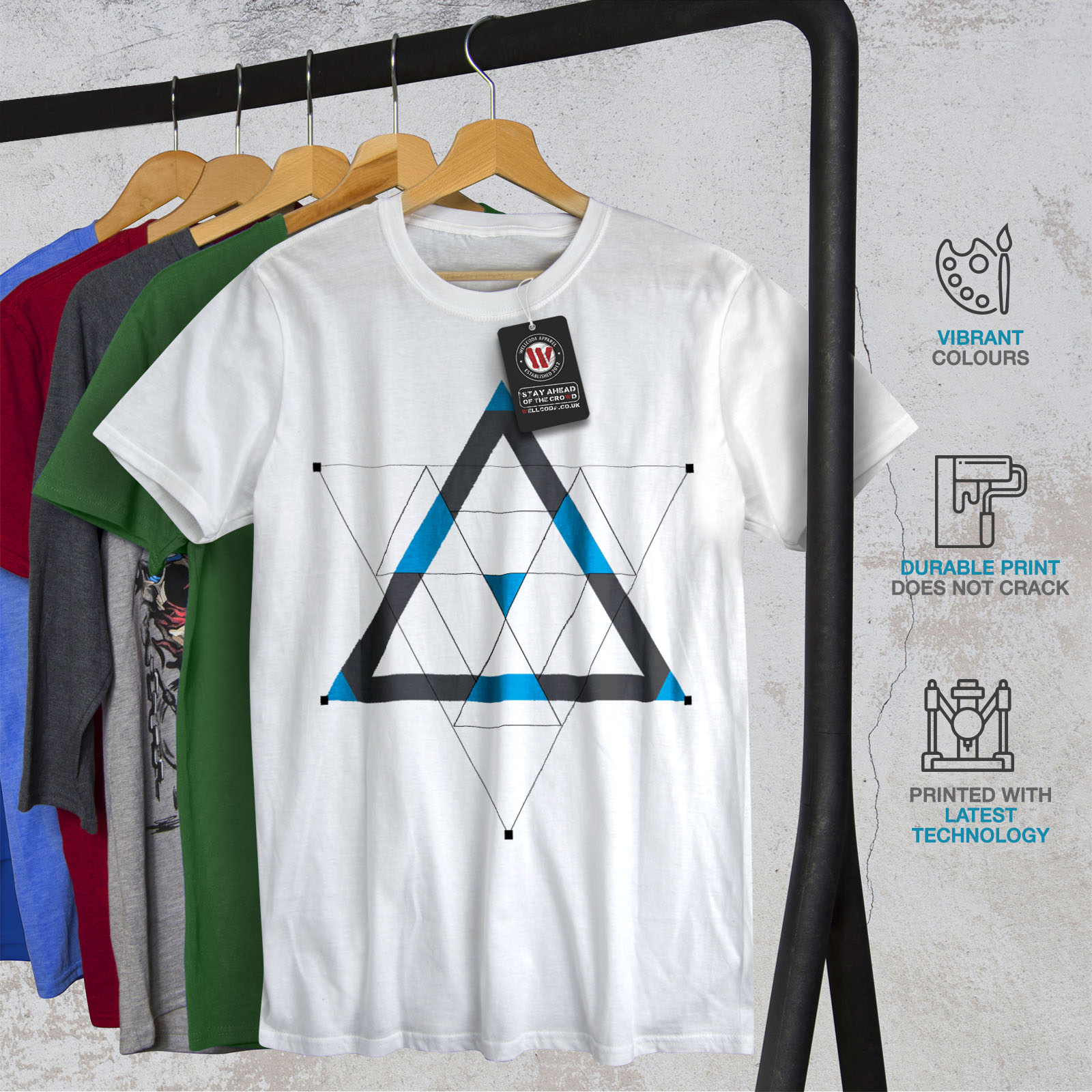 Wellcoda Triangles Shapes Mens T-shirt, Pattern Graphic Design Printed ...