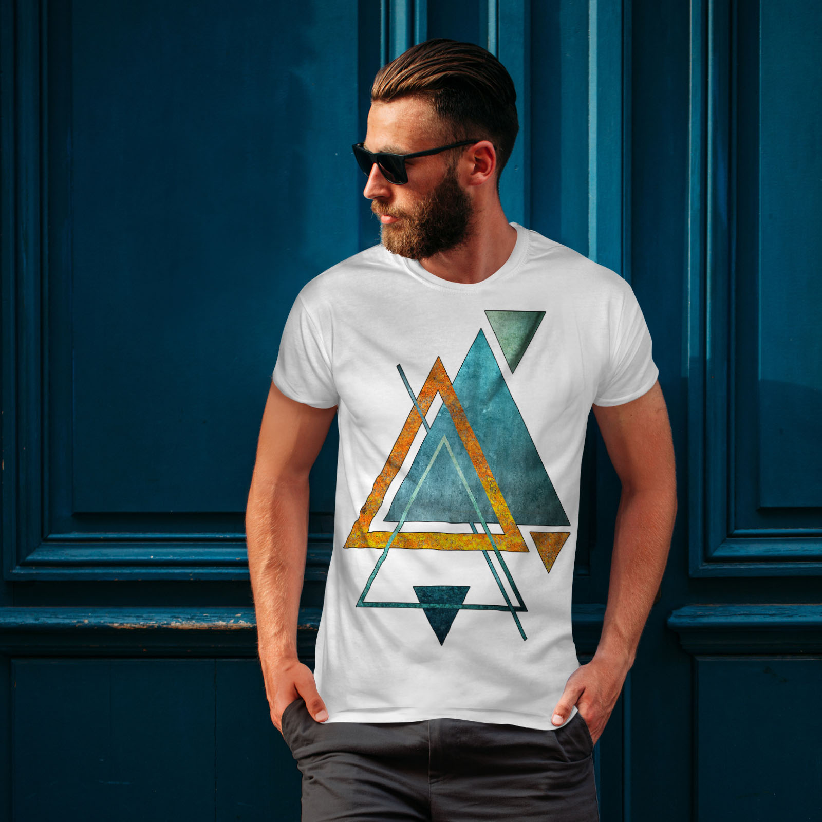Wellcoda Abstract Triangle Mens T-shirt, Shape Graphic Design Printed ...