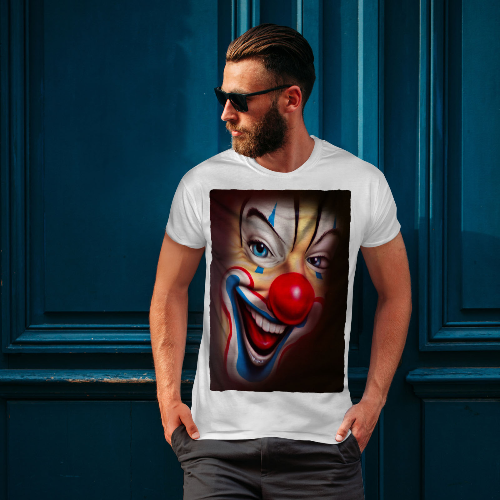 Wellcoda Clown Scary Creepy Mens T-shirt, Smile Graphic Design Printed ...