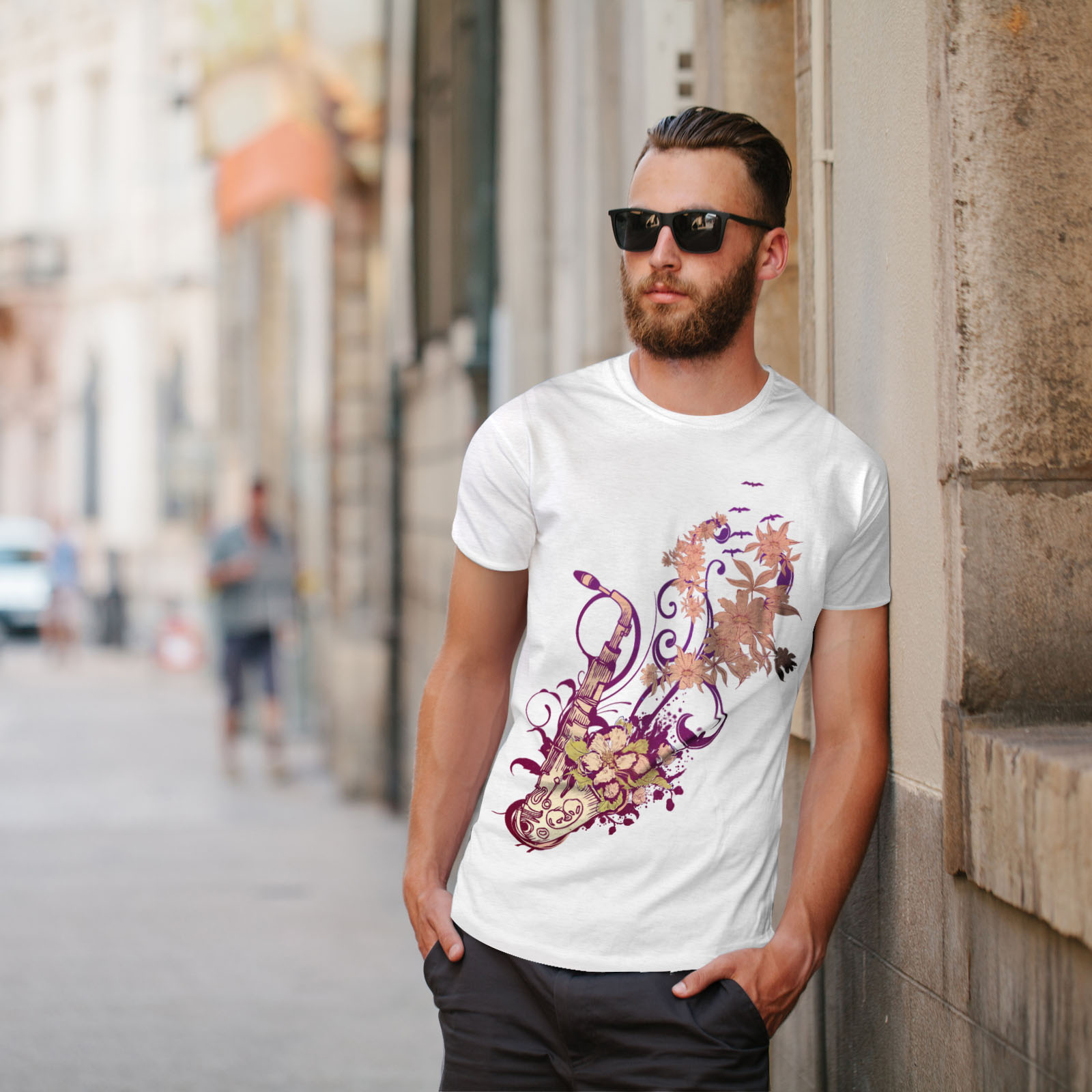 Wellcoda Saxophone Jazzy Mens T-shirt, Instrument Graphic Design ...