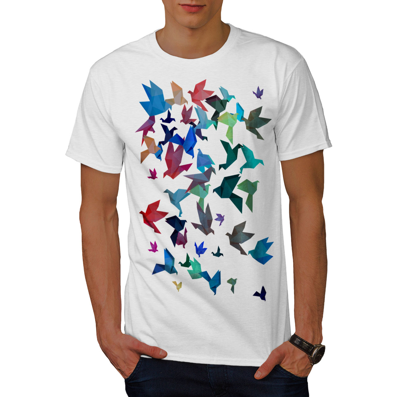 Wellcoda Origami Bird Colors Mens T Shirt Craft Graphic Design Printed Tee Ebay 